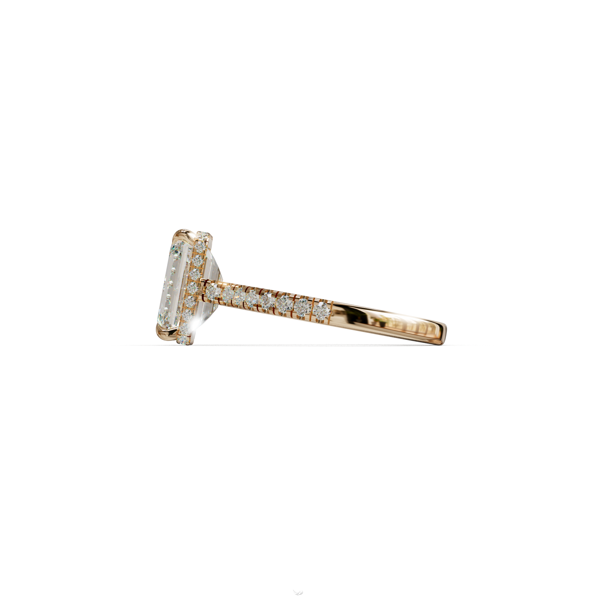 2.5 Ct E/VVS Emerald Cut Lab Diamond In Hidden Halo & Pave Setting Ring - Siena
