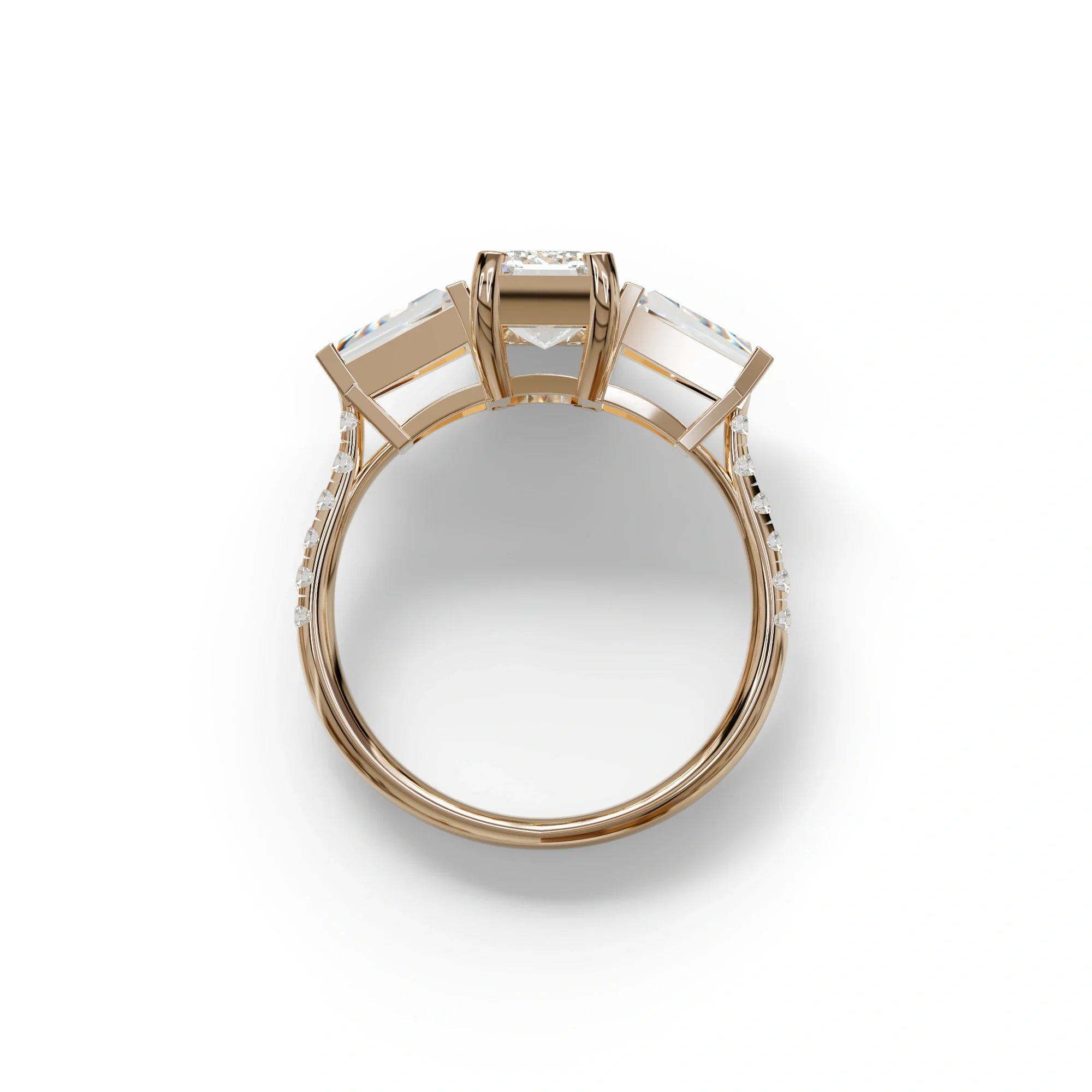 1.50 Carat E VVS Emerald With Tapered Cut Lab Grown Diamond Ring - Libra