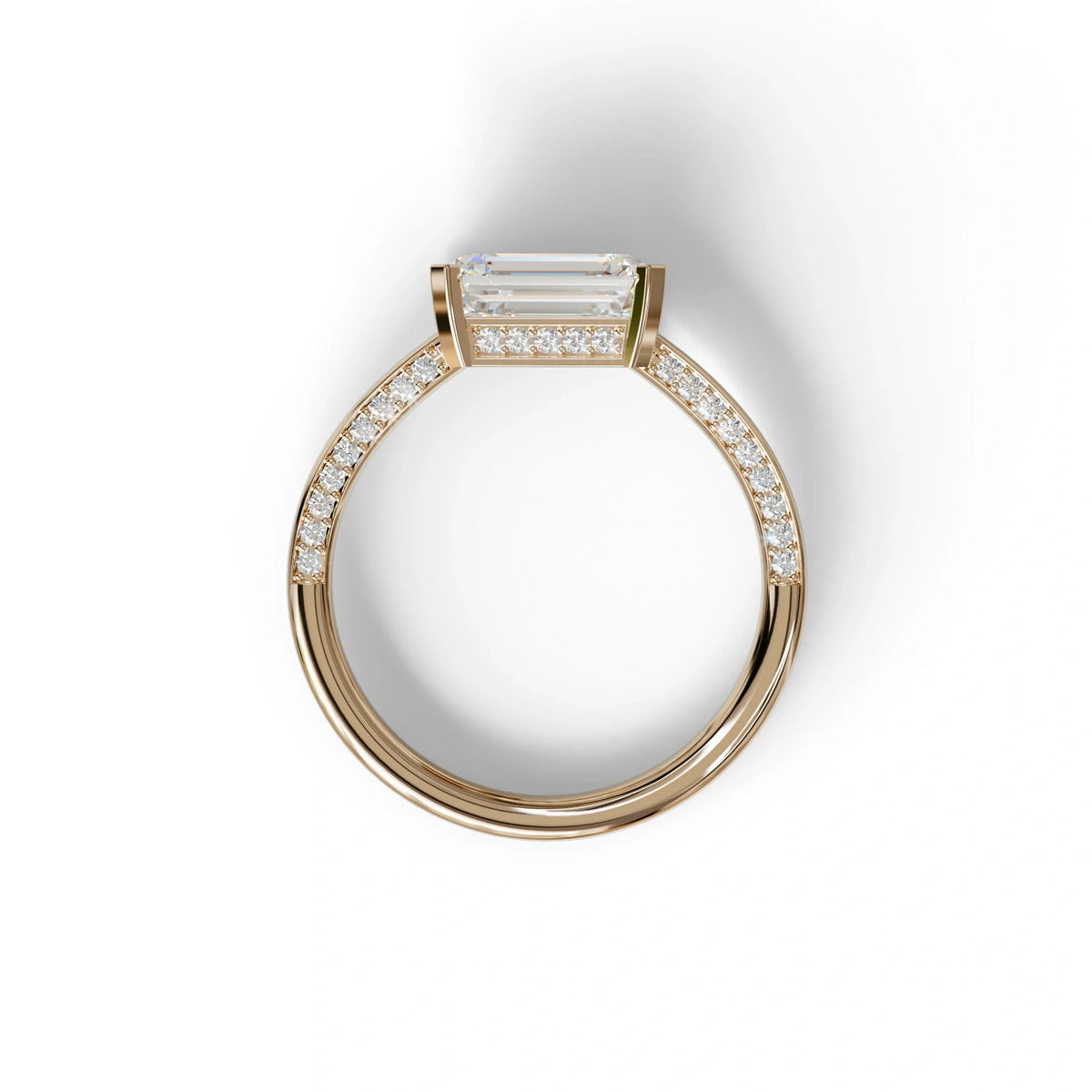 2.5 Ct Emerald Cut Lab Diamond In Pave-Chanel Setting Ring - Qiqi