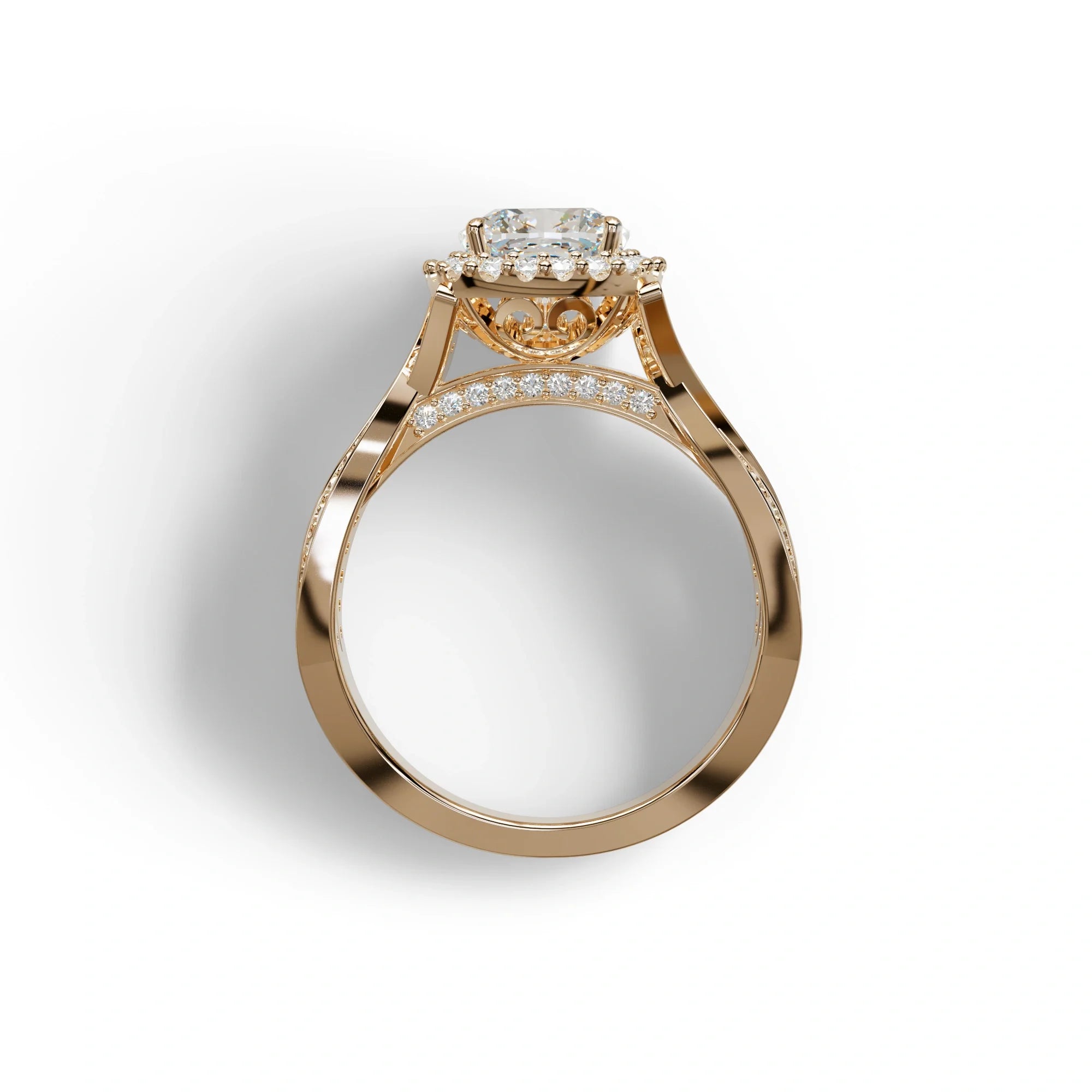 3 Carat E VVS Cushion Cut Lab Grown Diamond Engagement Ring - Odessa