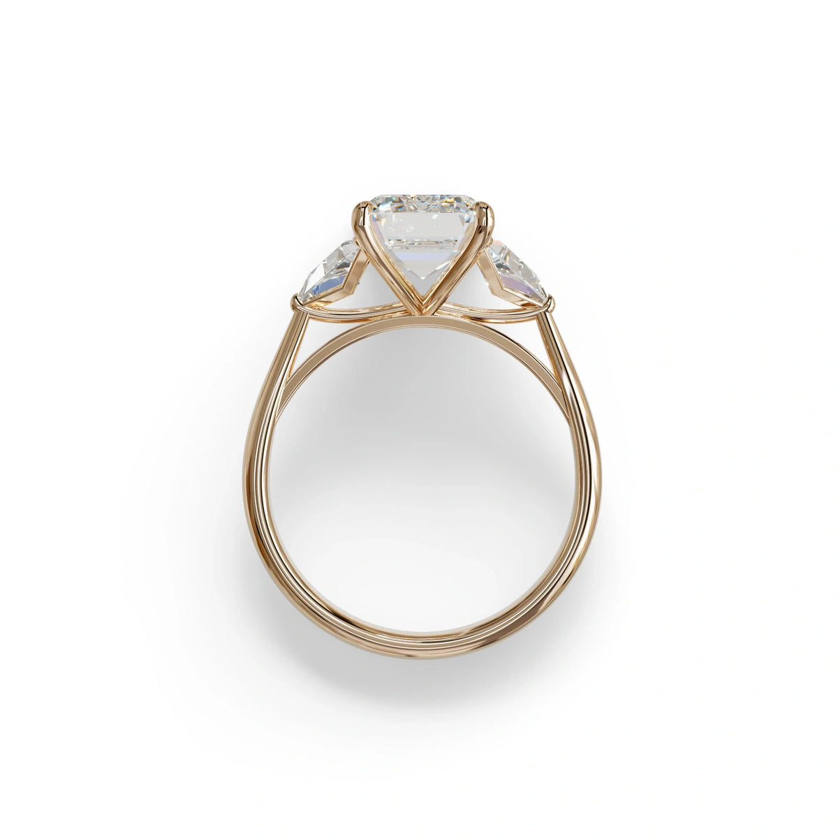 3Ct Emerald Cut Lab Grown Diamond Three stone Engagement Ring - Polaris