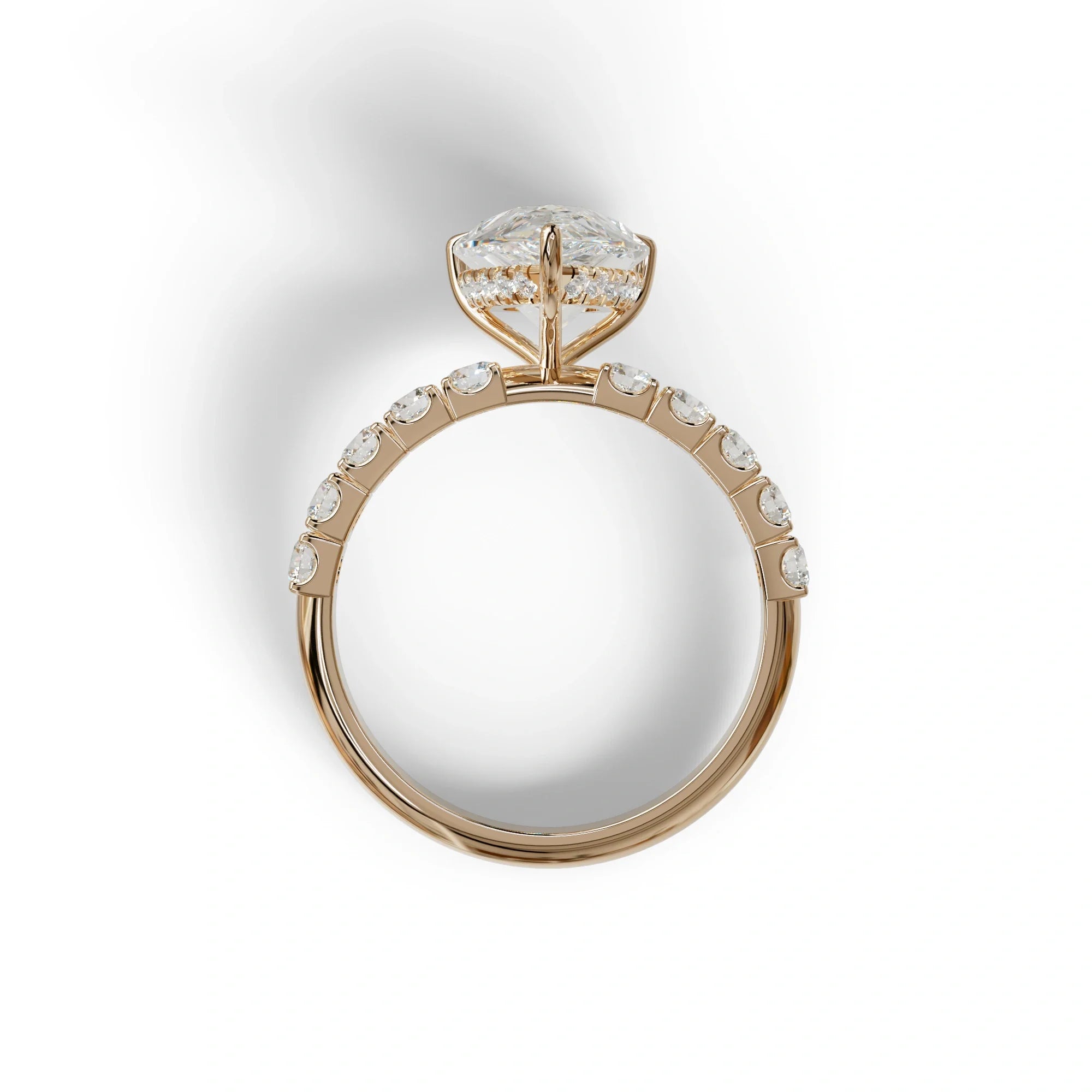 3 Carat E VVS Pear Shaped Hidden Halo Lab Diamond Engagement Ring - Feesia