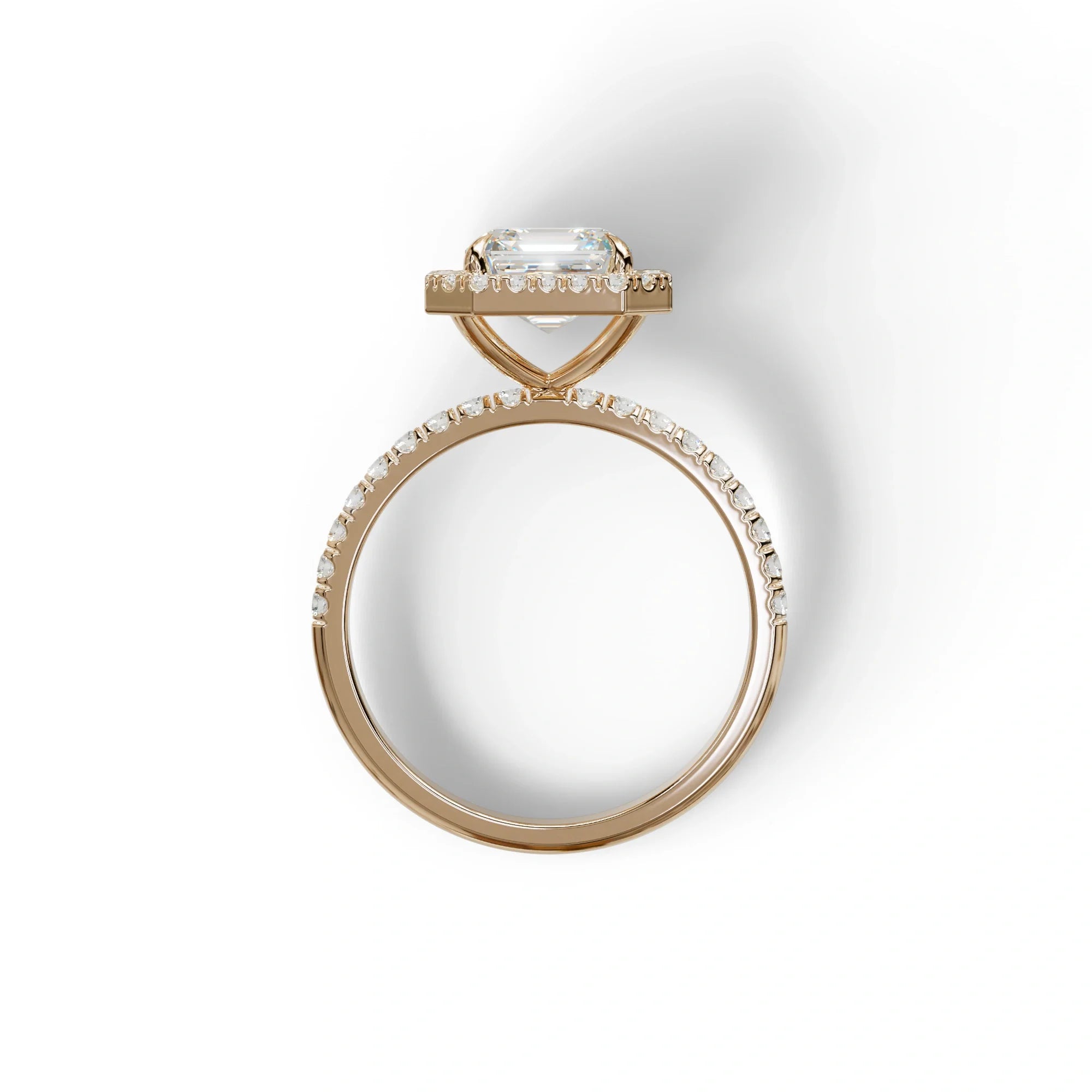 3.5 Ct E - VVS Asscher Cut Lab Diamond Halo & Pave Setting Ring - Up Glam