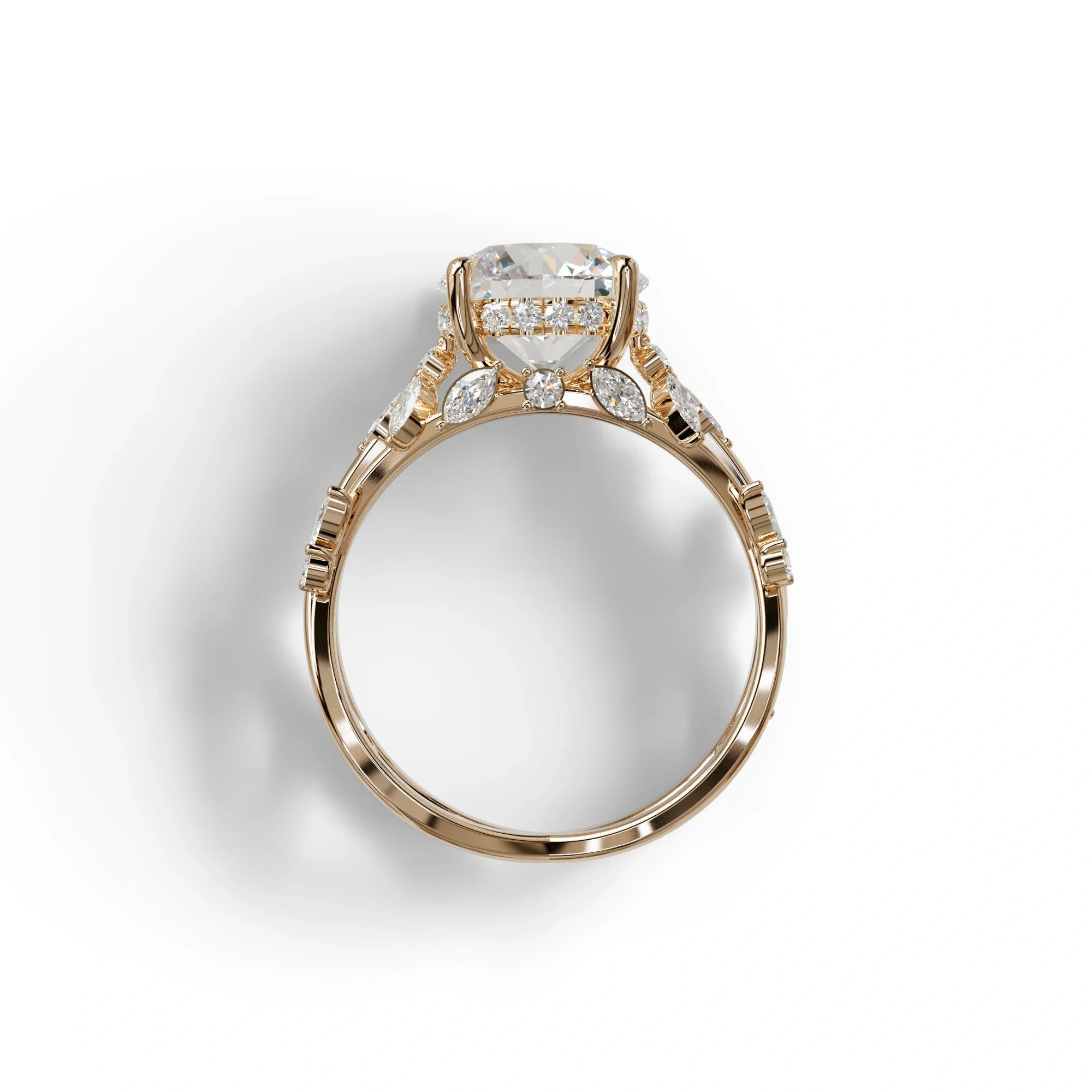 Natural Inspired 3 Carat Round Cut Lab Diamond Engagement Ring - Catalina