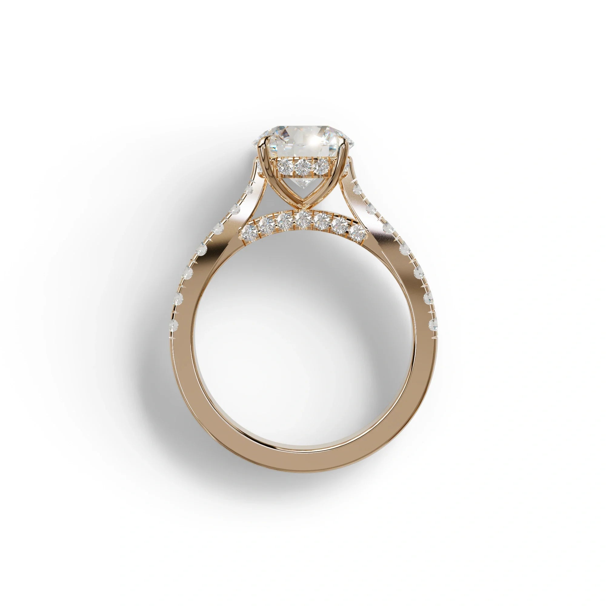 2 Carat Round Cut E VVS Lab Grown Diamond Engagement Ring | Hidden Halo & Pave setting - Brilliant