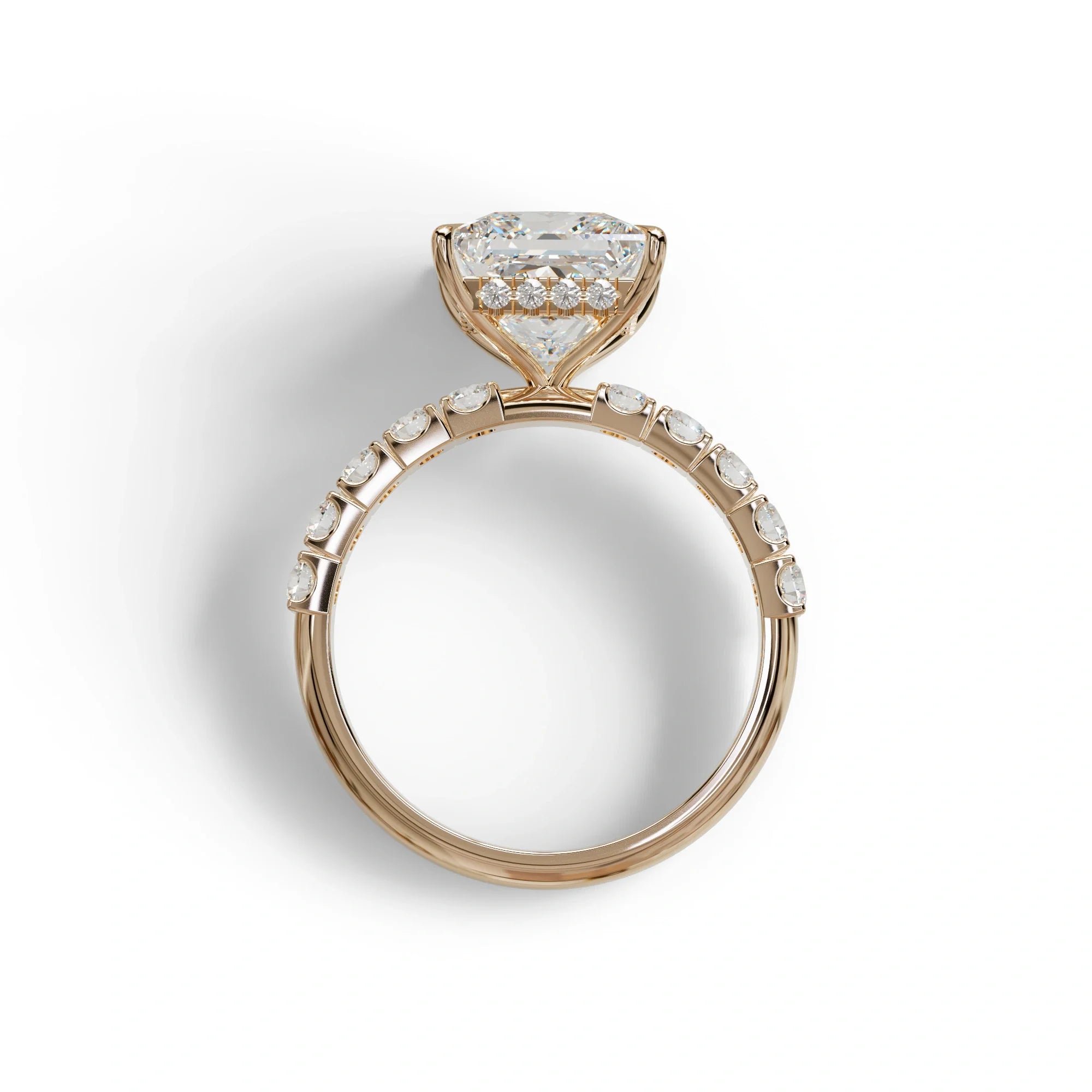 3 Carat E VVS Princess Cut Pave Lab Created Diamond Ring - Elysia