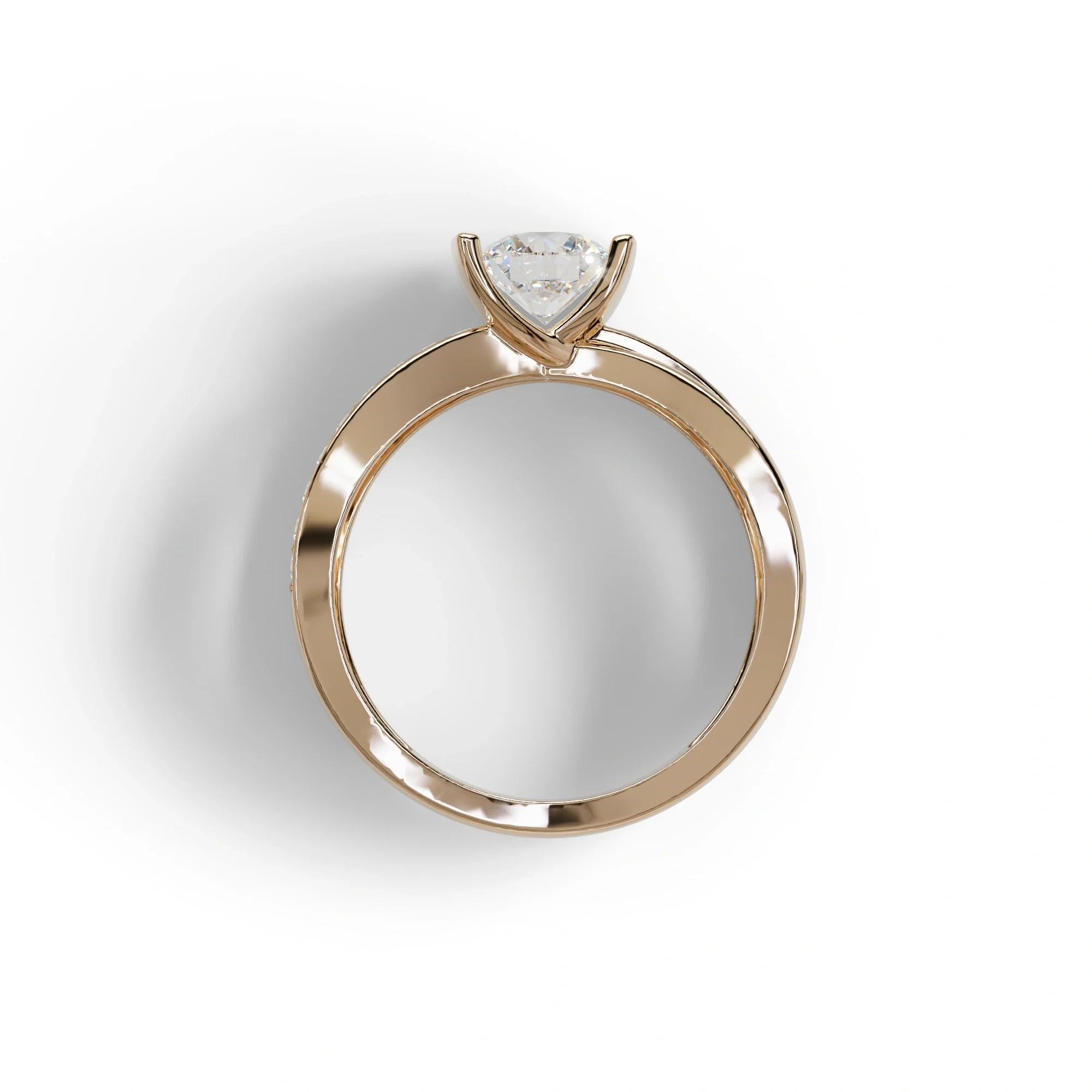 1 Carat E VVS Round Cut Lab Diamond Crossover Ring Pave Setting - Lisa