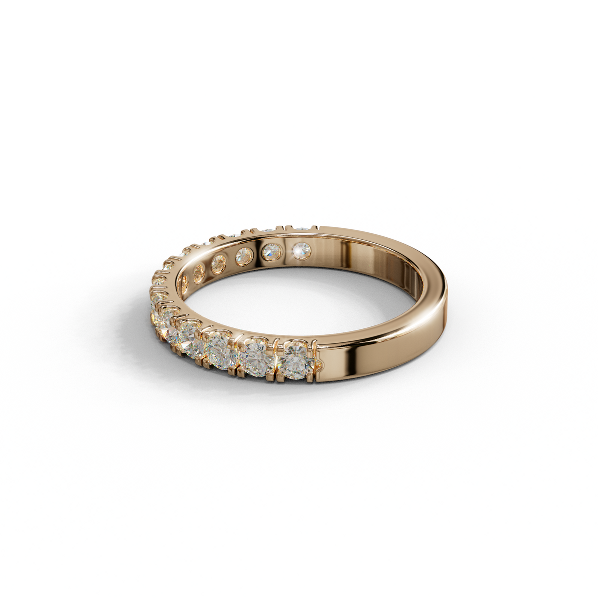 E/VVS Round Lab Grown Diamond Wedding Band - 13 Stone Pave Ring