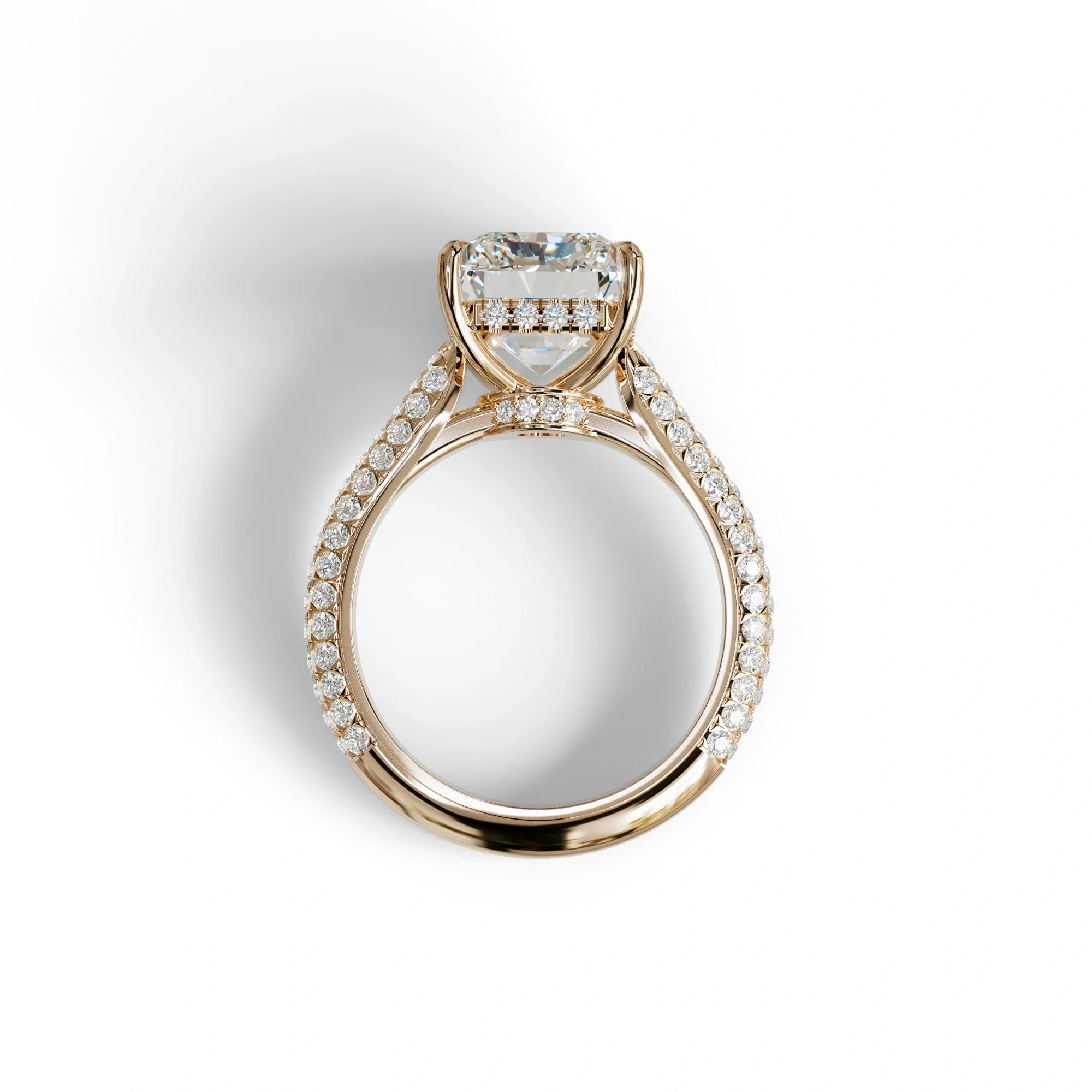 3 Carat Radiant Cut Hidden Halo & Pave Set Lab Diamond Ring - Riviera
