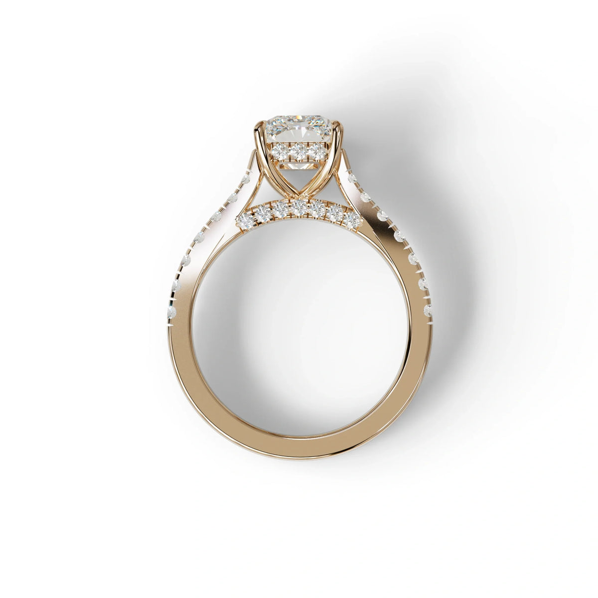 E VVS 2 Carat Radiant Cut Halo & Pave Lab Grown Diamond Ring- Asphalt