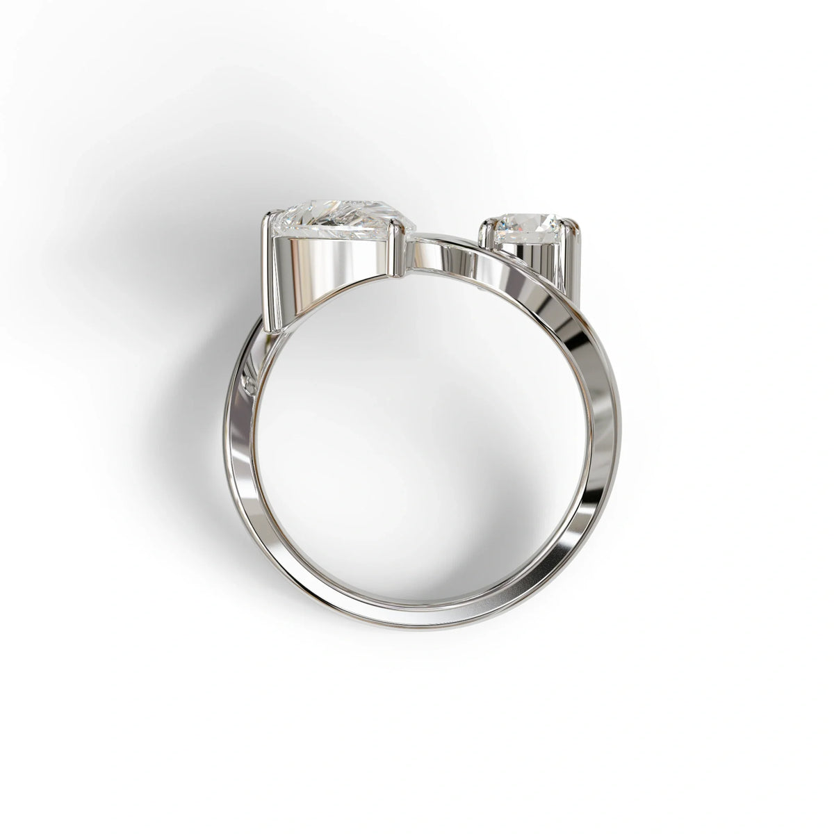 2.8 Carat E VVS Pear and Round Cut Lab Diamond Engagement Ring - Toi Et Moi