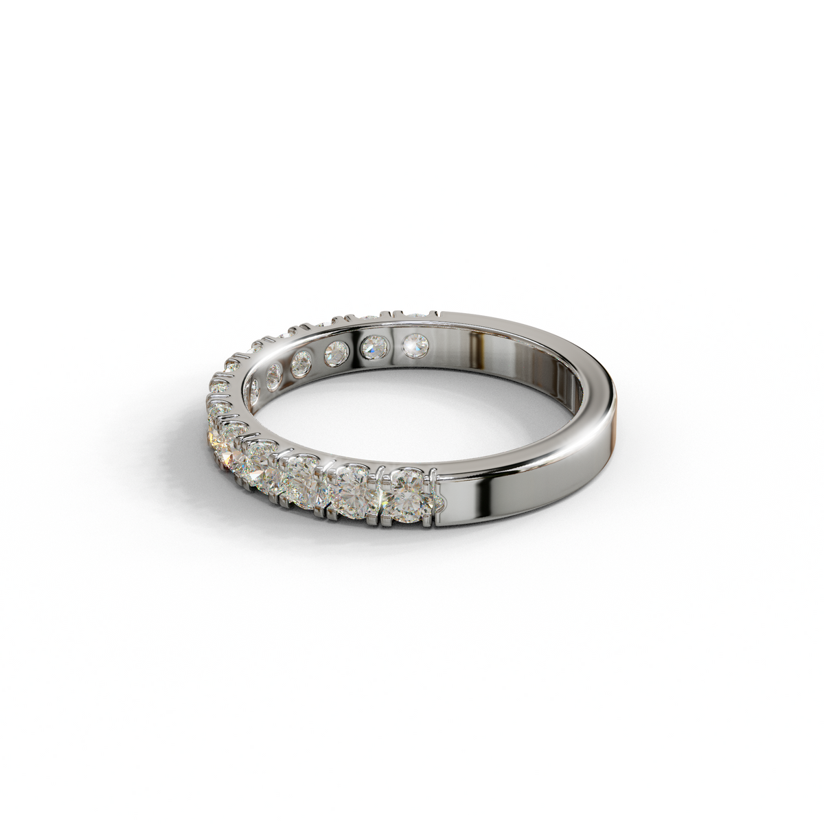 E/VVS Round Lab Grown Diamond Wedding Band - 13 Stone Pave Ring