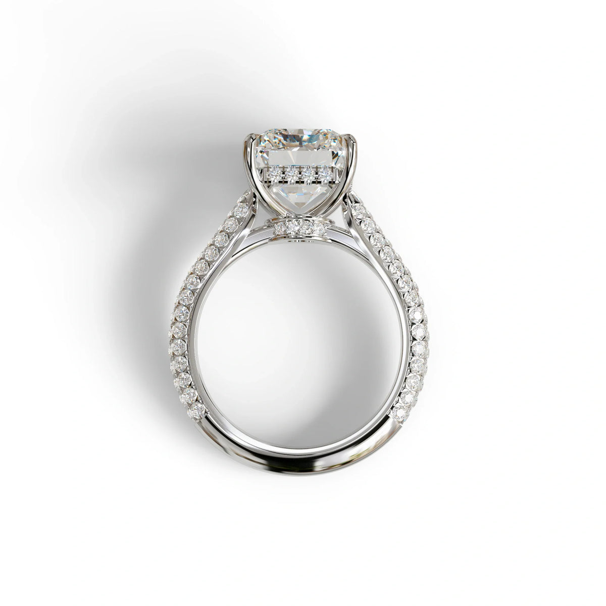3 Carat Radiant Cut Hidden Halo & Pave Set Lab Diamond Ring - Riviera