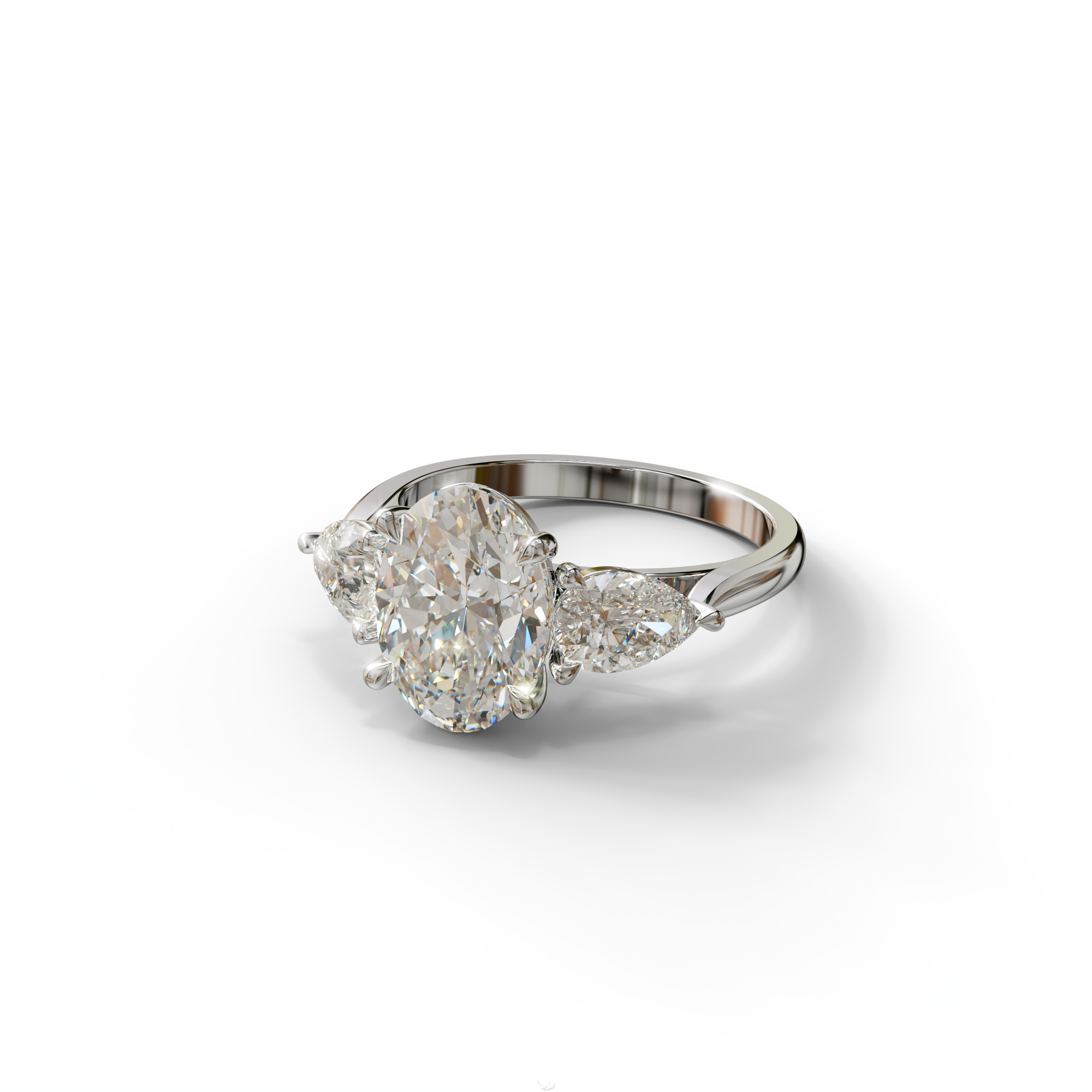 3 Carat Oval Cut Diamond Three Stone Engagement Ring – IGI Certified E VVS Lab Grown