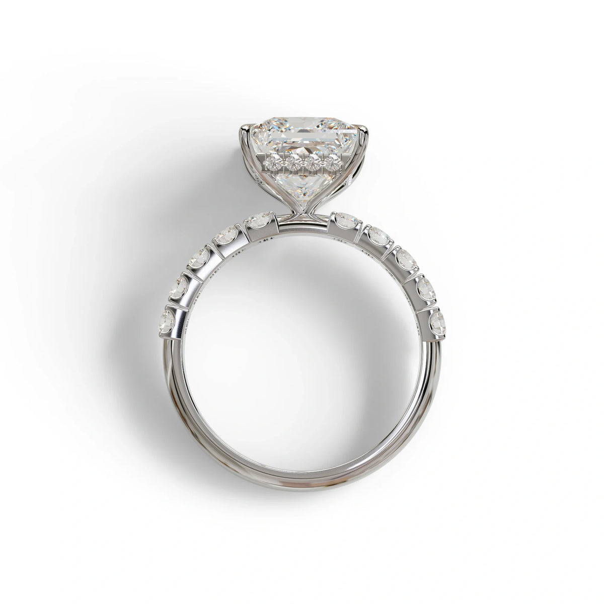 3 Carat E VVS Princess Cut Pave Lab Created Diamond Ring - Elysia