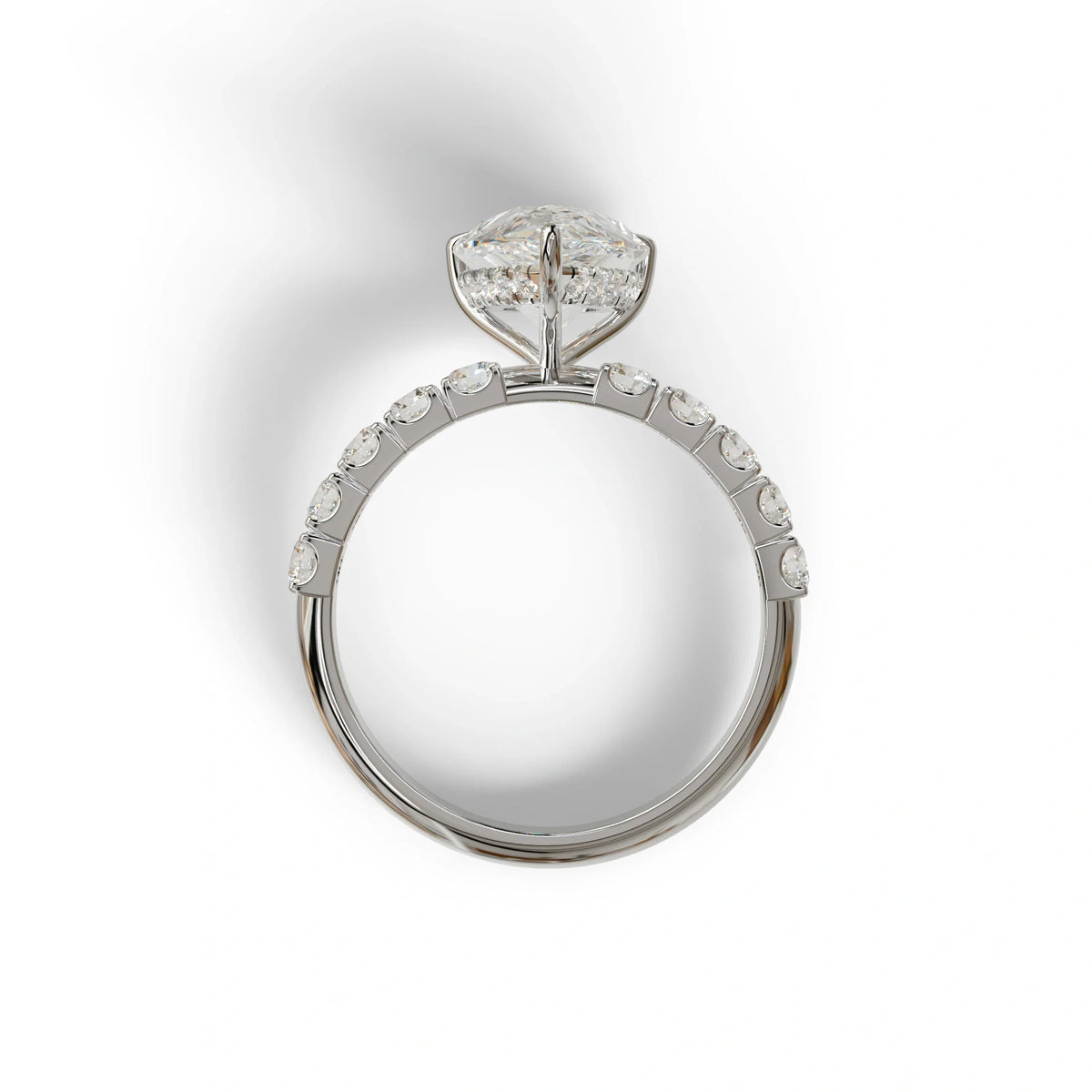 3 Carat E VVS Pear Shaped Hidden Halo Lab Diamond Engagement Ring - Feesia