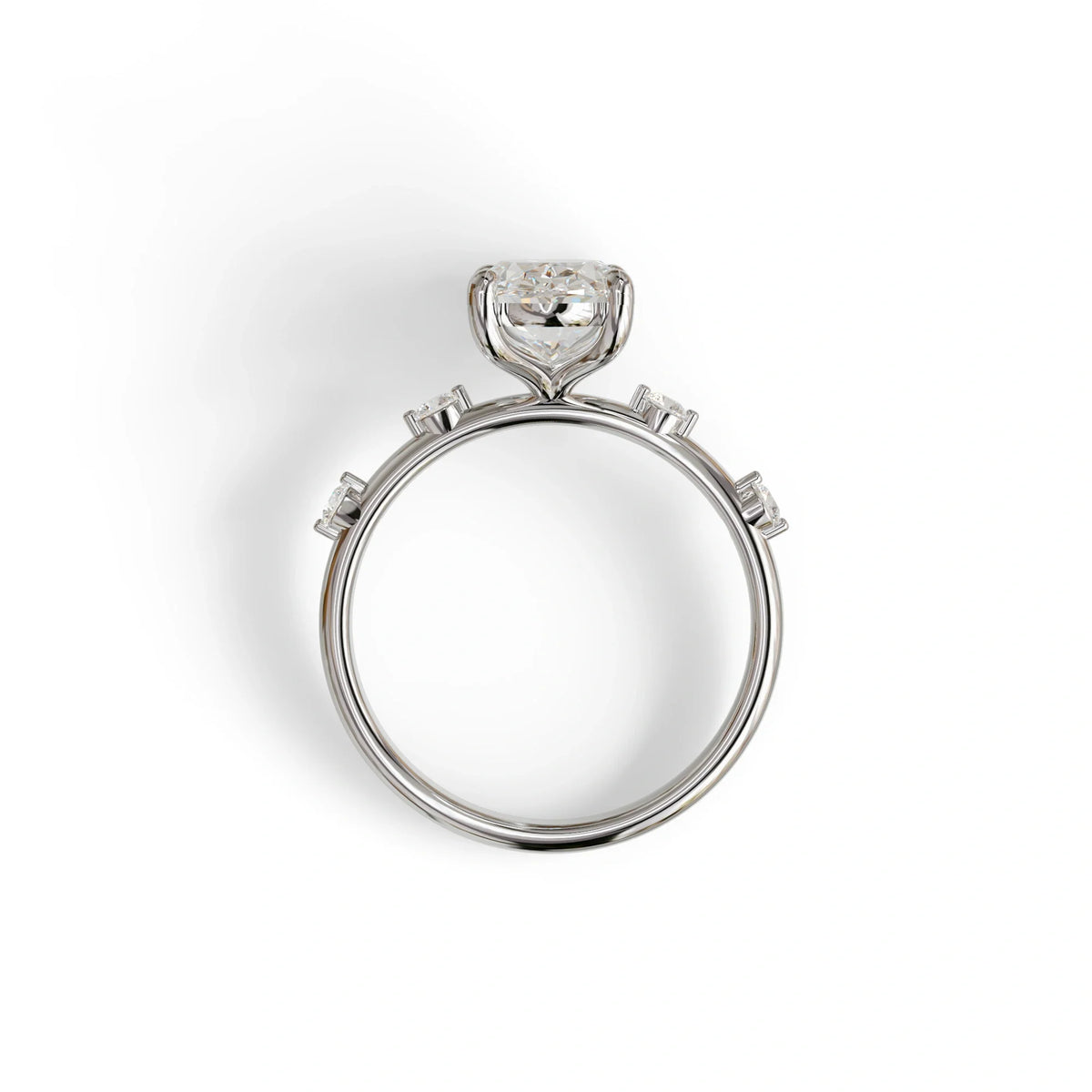 2 Ct Oval Cut Lab Diamond In Space-Chanel Setting Ring - Celestial