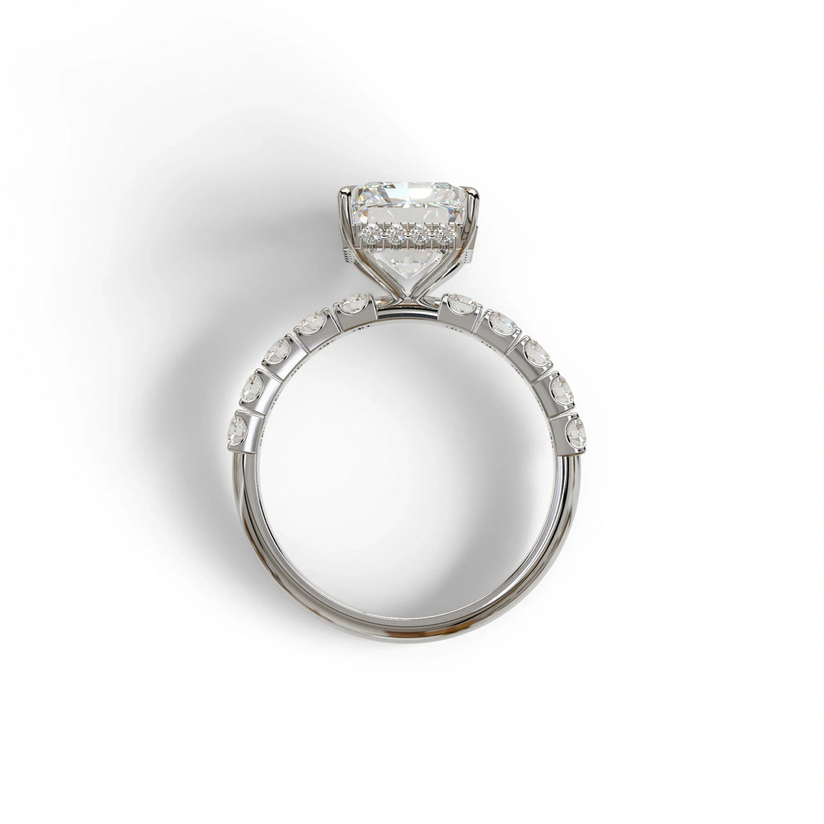 3 Carat E VVS lab Grown Diamond Engagement Ring | Pave & Hidden HaloDiamond Setting - Lace Bridge