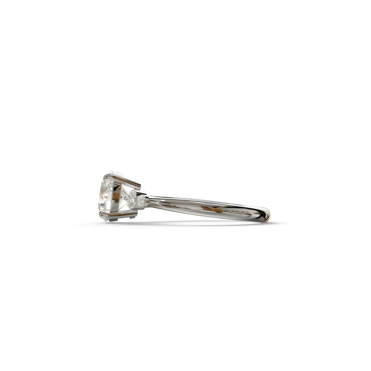 E-VVS Round Three Stone Lab Grown Diamond Engagement Ring - Romance