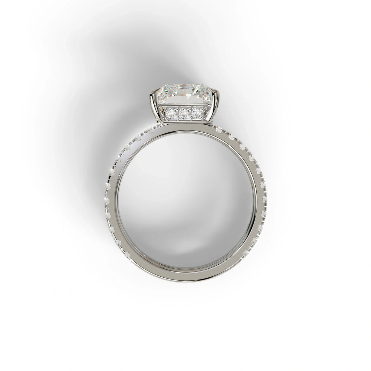 3 Carat Lab Diamond Radiant Cut Engagement Ring | Double Band Hidden Halo - Billie