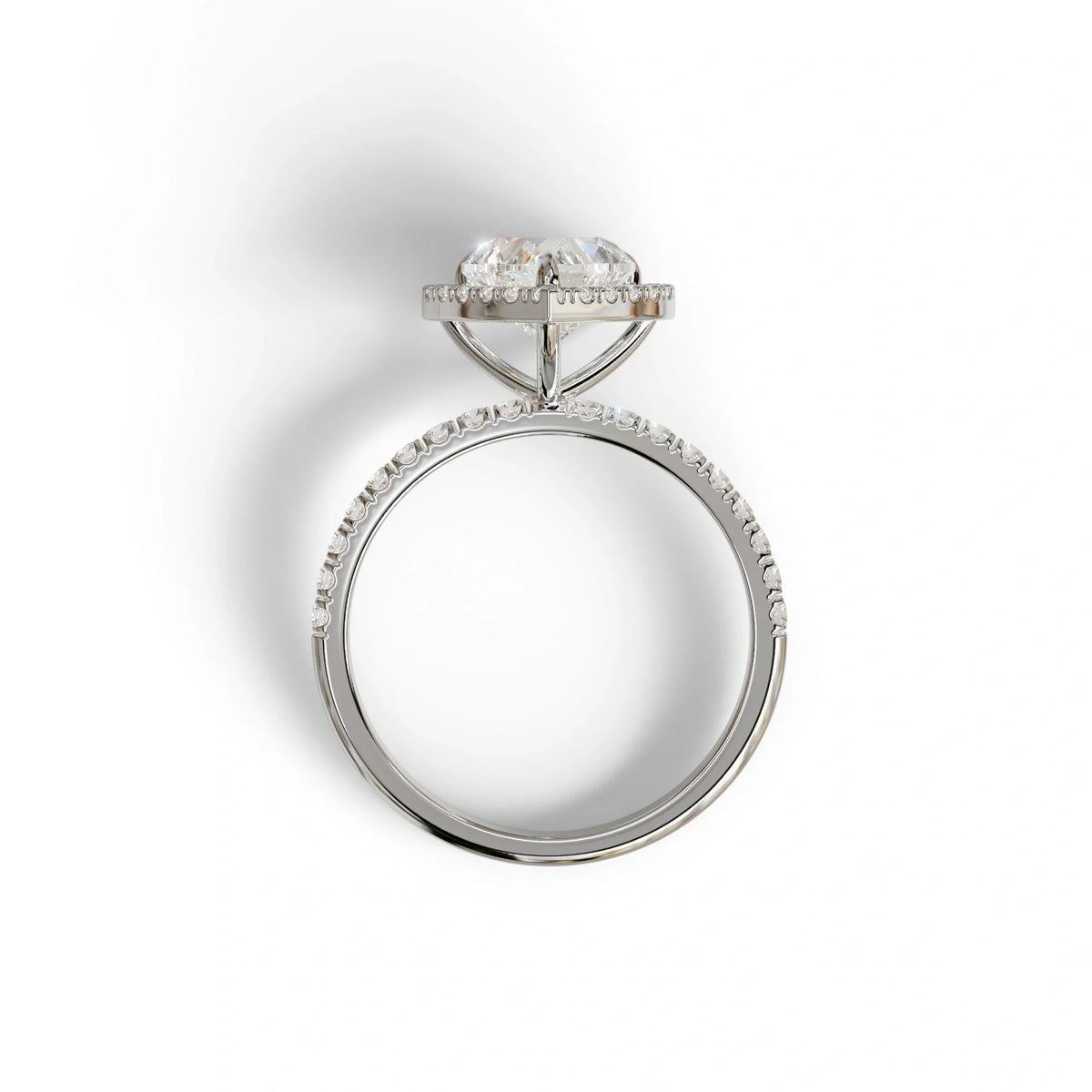 E VVS Heart Cut Halo & Pavé Lab Grown Diamond Engagement Ring - Gelia