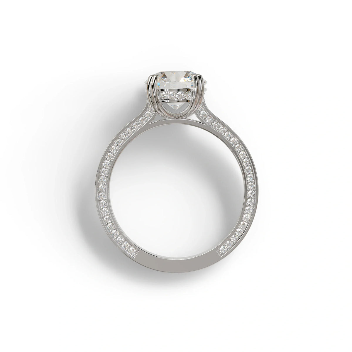 2 Carat E VVS Round Cut Hidden Halo Lab Diamond Engagement Ring - Maeve