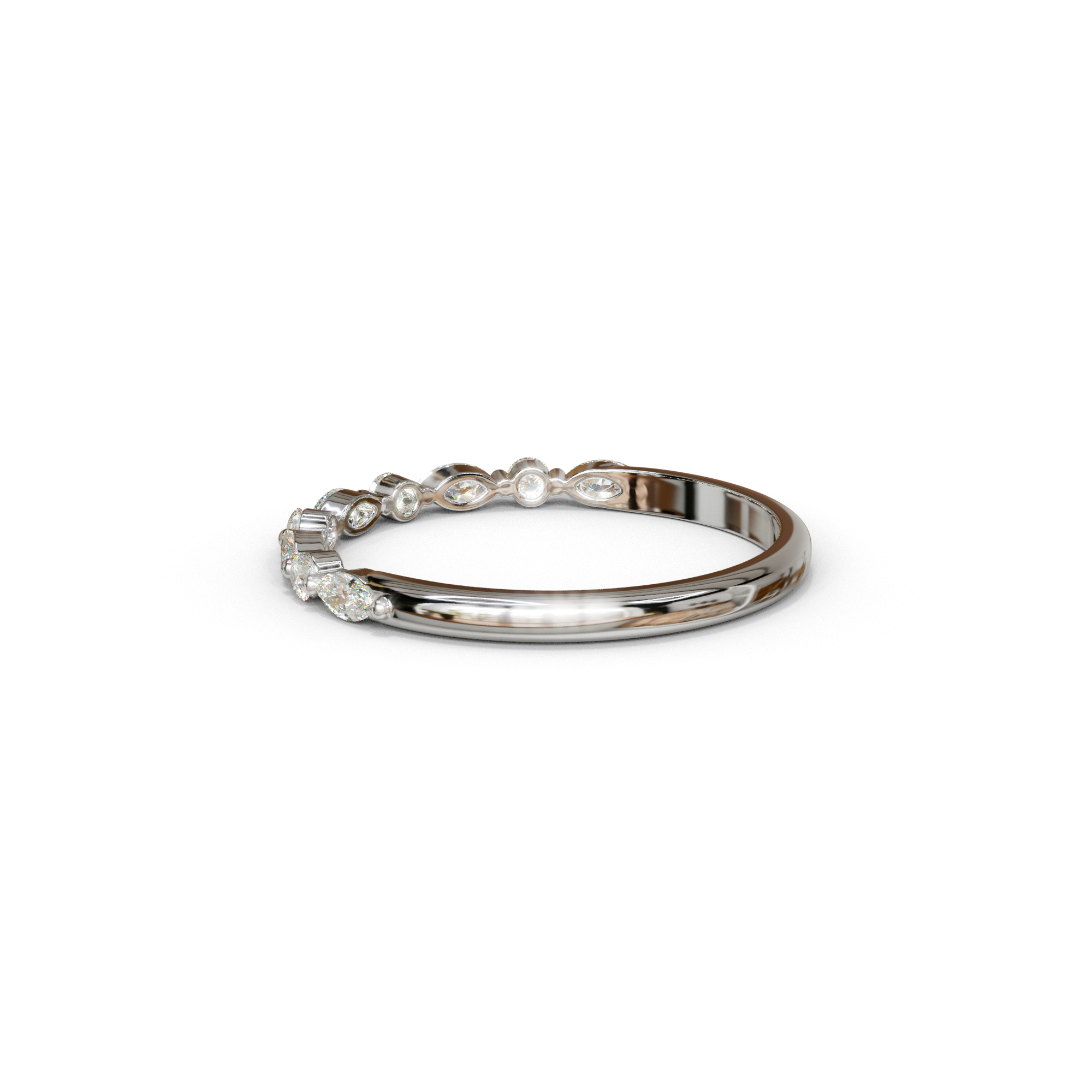 Floating Citrine - Round & Marquise Lab Grown Diamond Half Eternity Stacking Band
