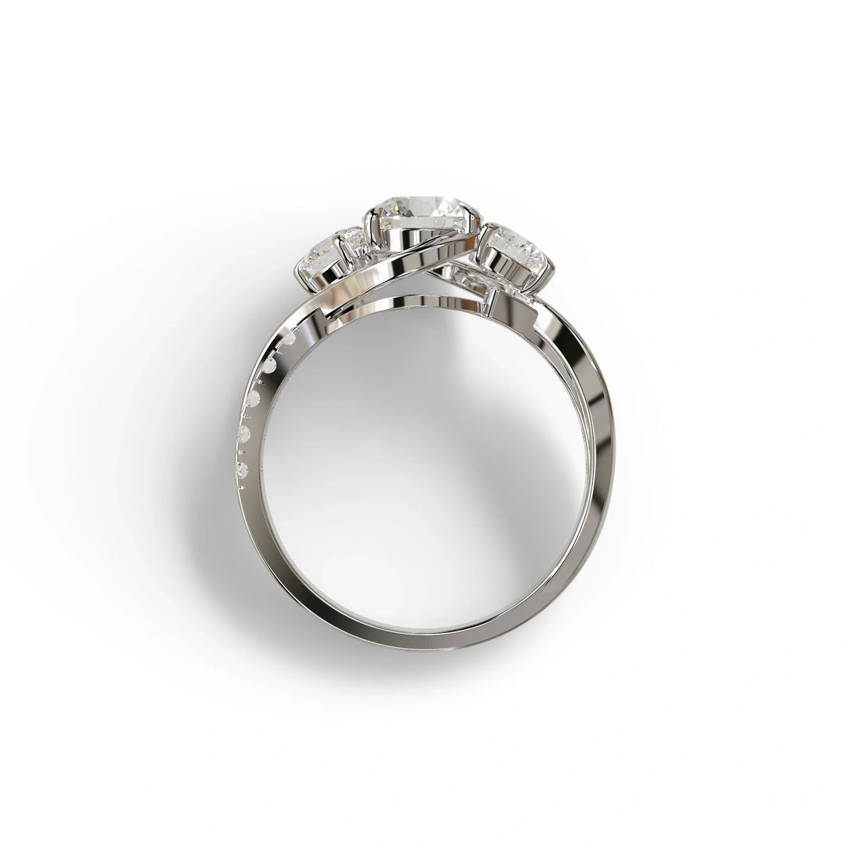 2 Carat Round cut Lab Grown Diamond Curved Engagement Ring - Giverny