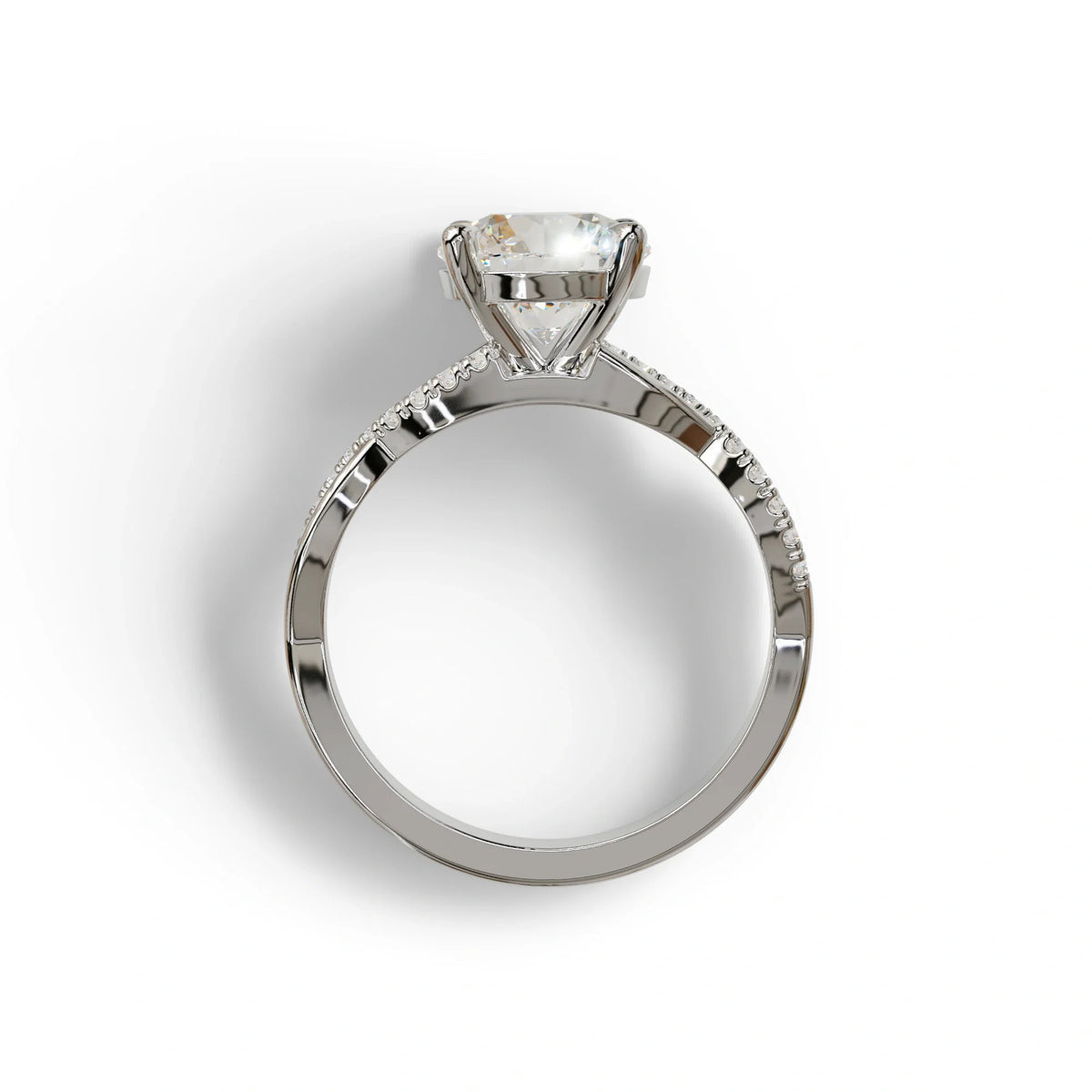 E VVS 3 Carat Round Cut Lab Diamond Ring - Infinity Cross