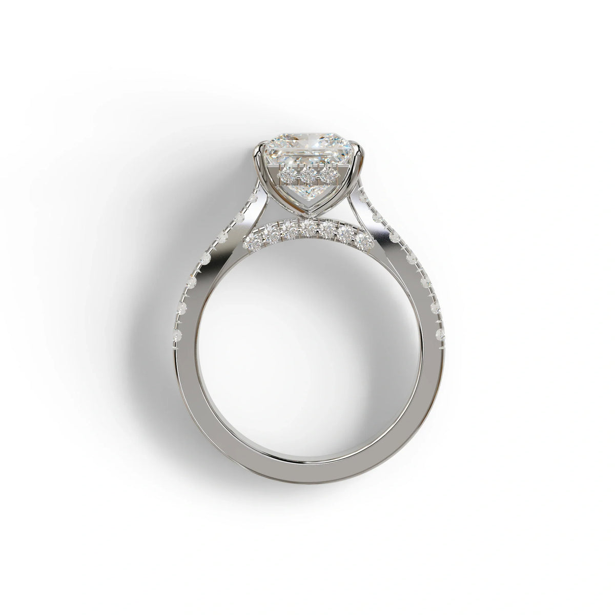 2.5 Carat E VVS Princess Cut Hidden Halo & Pave Lab Diamond Ring - Aries