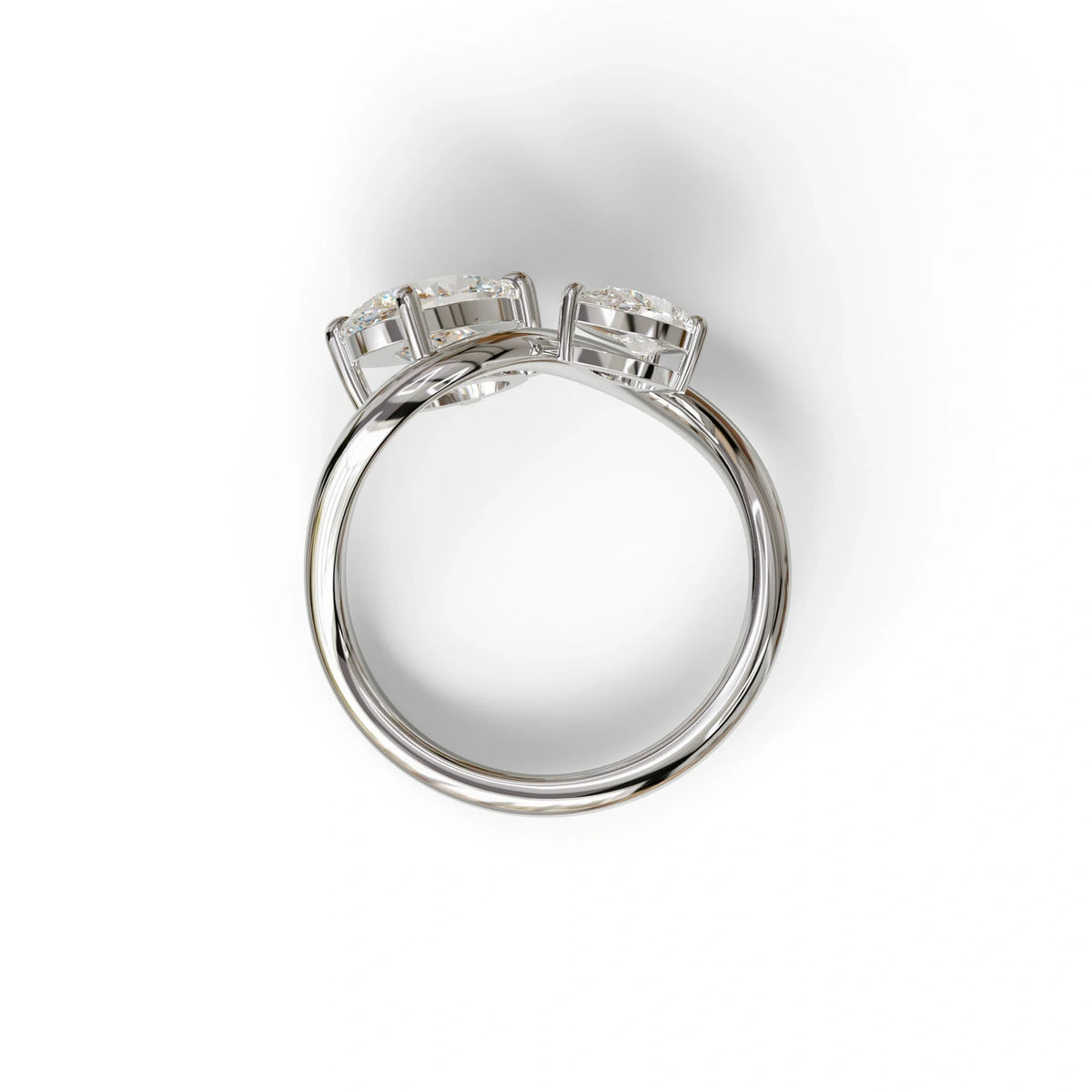 3 Carat Yellow Oval and Pear Cut Lab Diamond Engagement Ring - Toi Et Moi