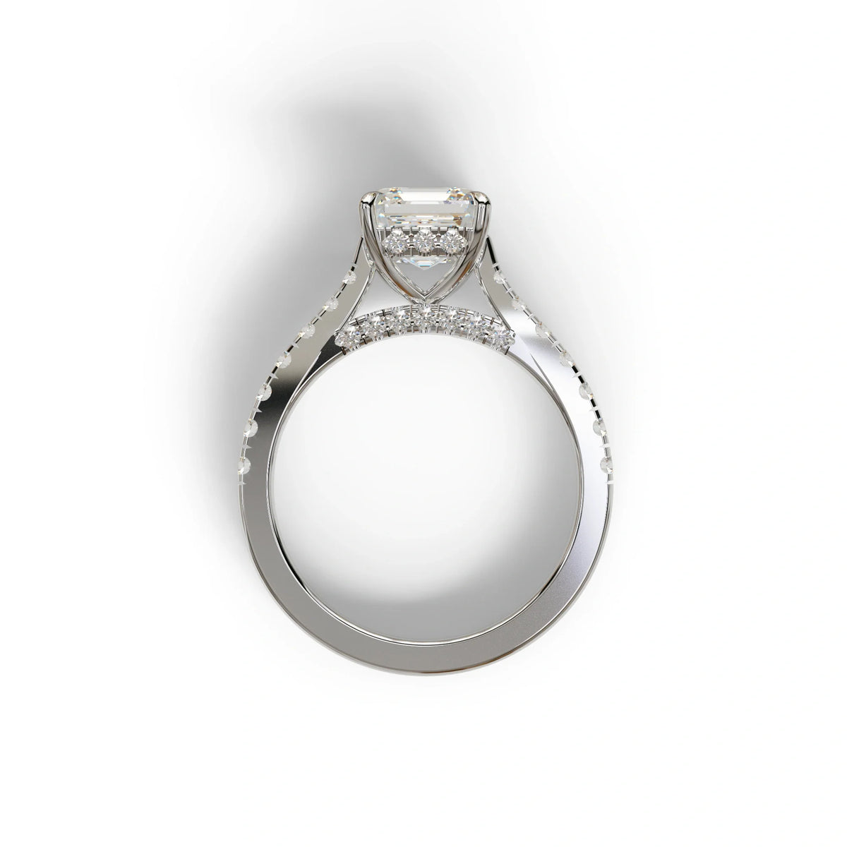 2 Carat E VVS Asscher Cut Lab Grown Diamond Engagement Ring | Hidden Halo & Pave - Kay