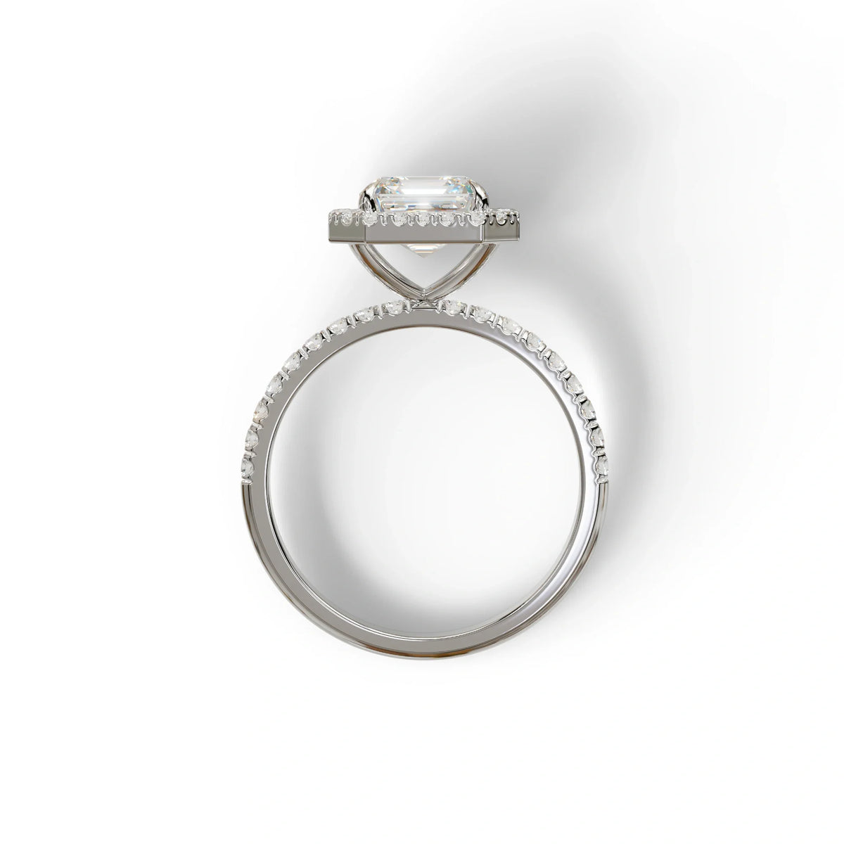 3.5 Ct E - VVS Asscher Cut Lab Diamond Halo & Pave Setting Ring - Up Glam
