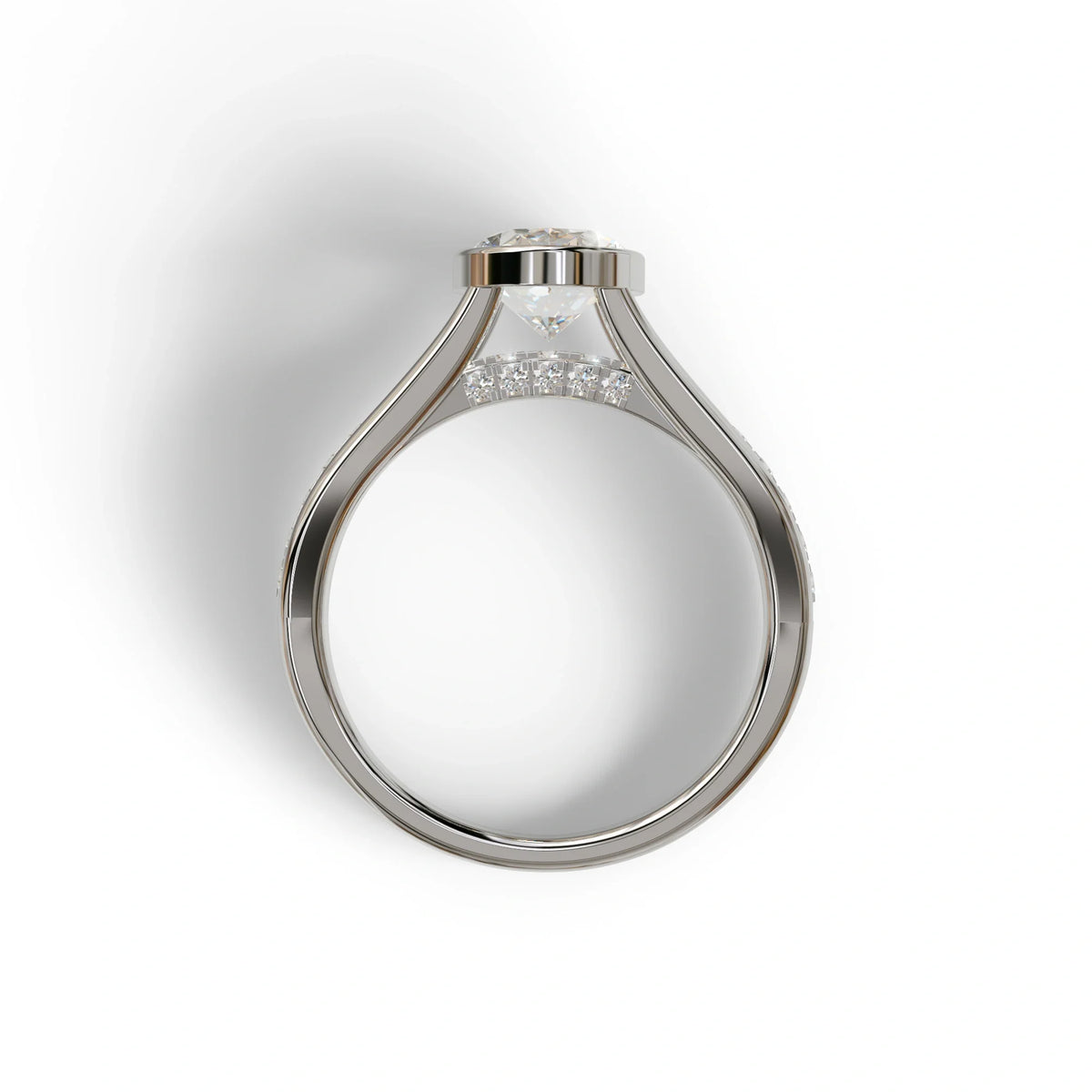 3 Carat Oval Bezel Setting lab grown Diamond Engagement Ring - Prisma