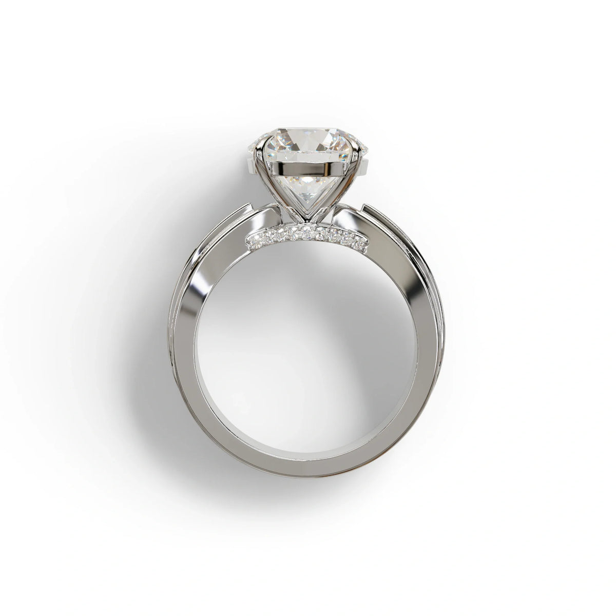 3 Carat E/VVS Round Cut V-Shank Pave Setting Lab Grown Diamond Ring - Je t’adore