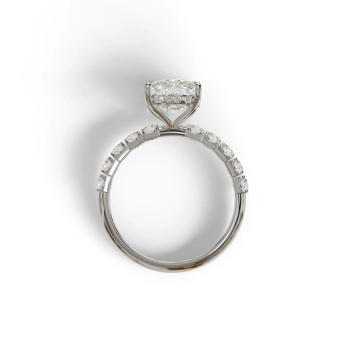 4 Carat Elongated Cushion Cut Lab Diamond Engagement Ring - Sandrine