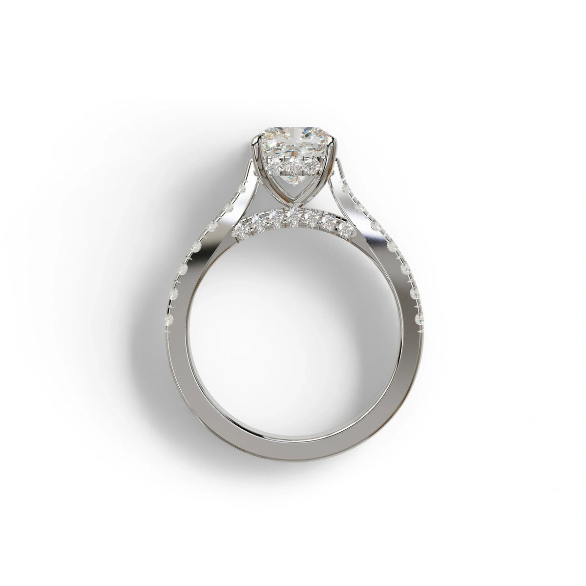 2 Carat E VVS Cushion Cut Lab Diamond Engagement Ring - Leo