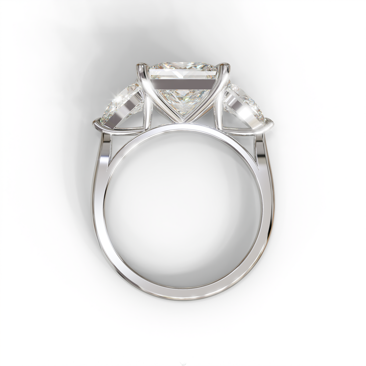 3 Carat E/VVS Princess Cut Lab Diamond In 3 Stones Claw Prongs Setting Ring