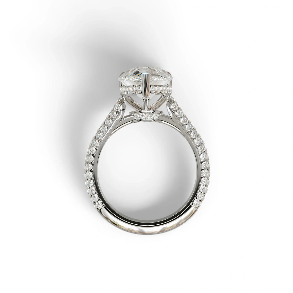 3 Carat Pear Shaped Hidden Halo Lab Diamond Engagement Ring - Alina