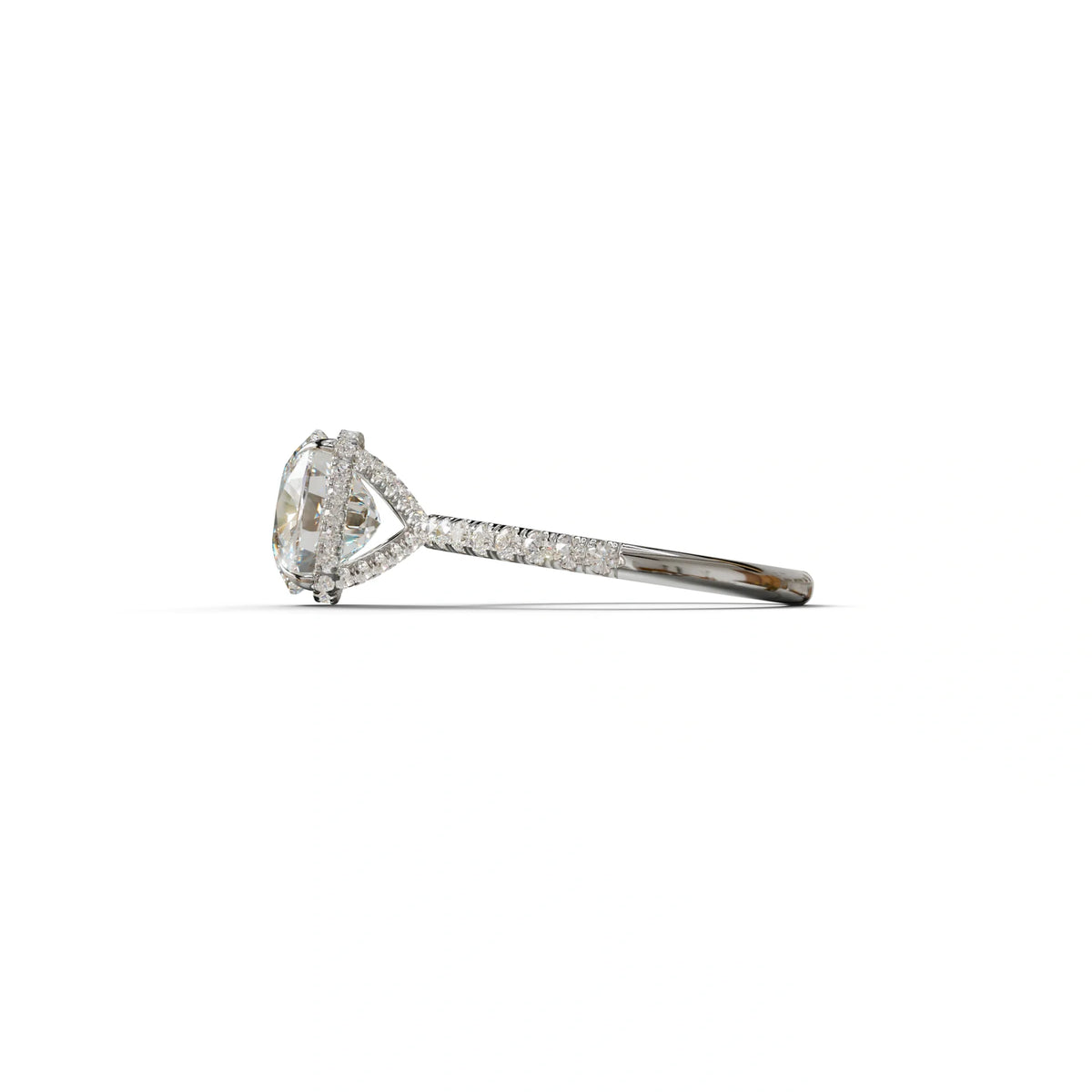 2.5 Carat E-VVS Cushion Cut Hidden Halo & Pave Lab Grown Diamond Ring