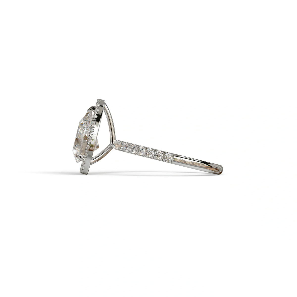 E VVS 2 Carat Pear Cut Halo & Pave Lab Diamond Ring - Glam Deck