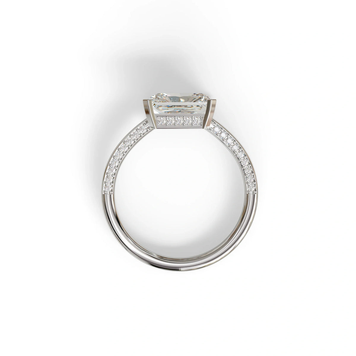 2.5 Ct Radiant Cut Lab Diamond In Pave-Chanel Setting Ring - Maxine