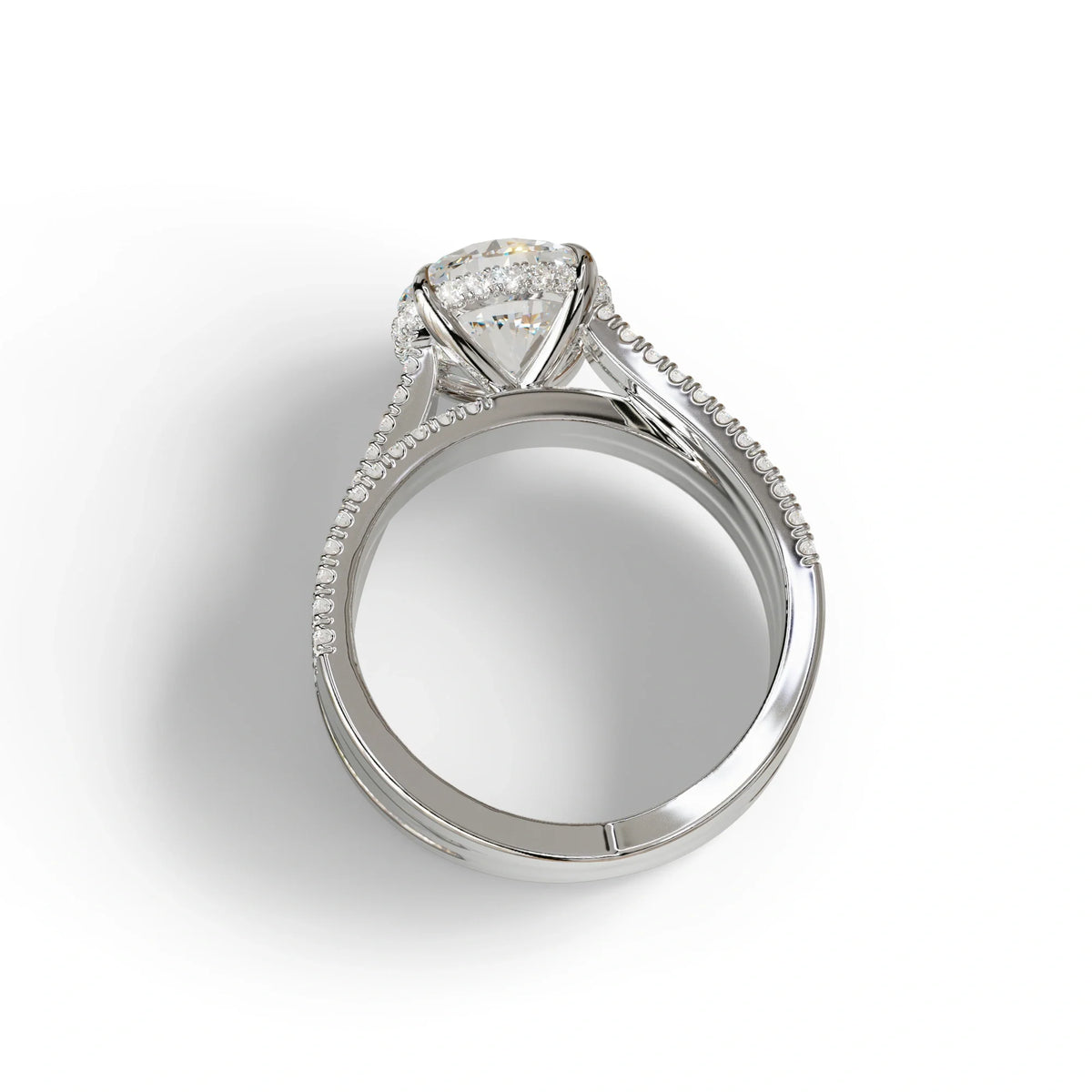 E VVS 2 Carat Round Cut Hidden Halo Lab & Pave Lab Diamond Ring - Je t’aime