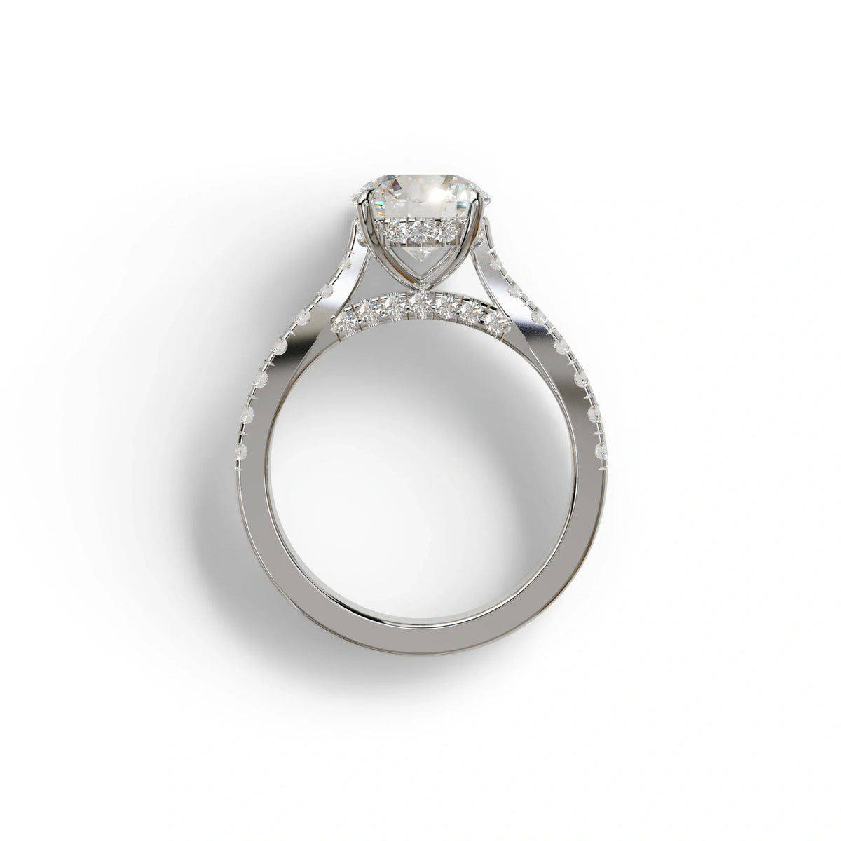 2 Carat Round Cut E VVS Lab Grown Diamond Engagement Ring | Hidden Halo & Pave setting - Brilliant