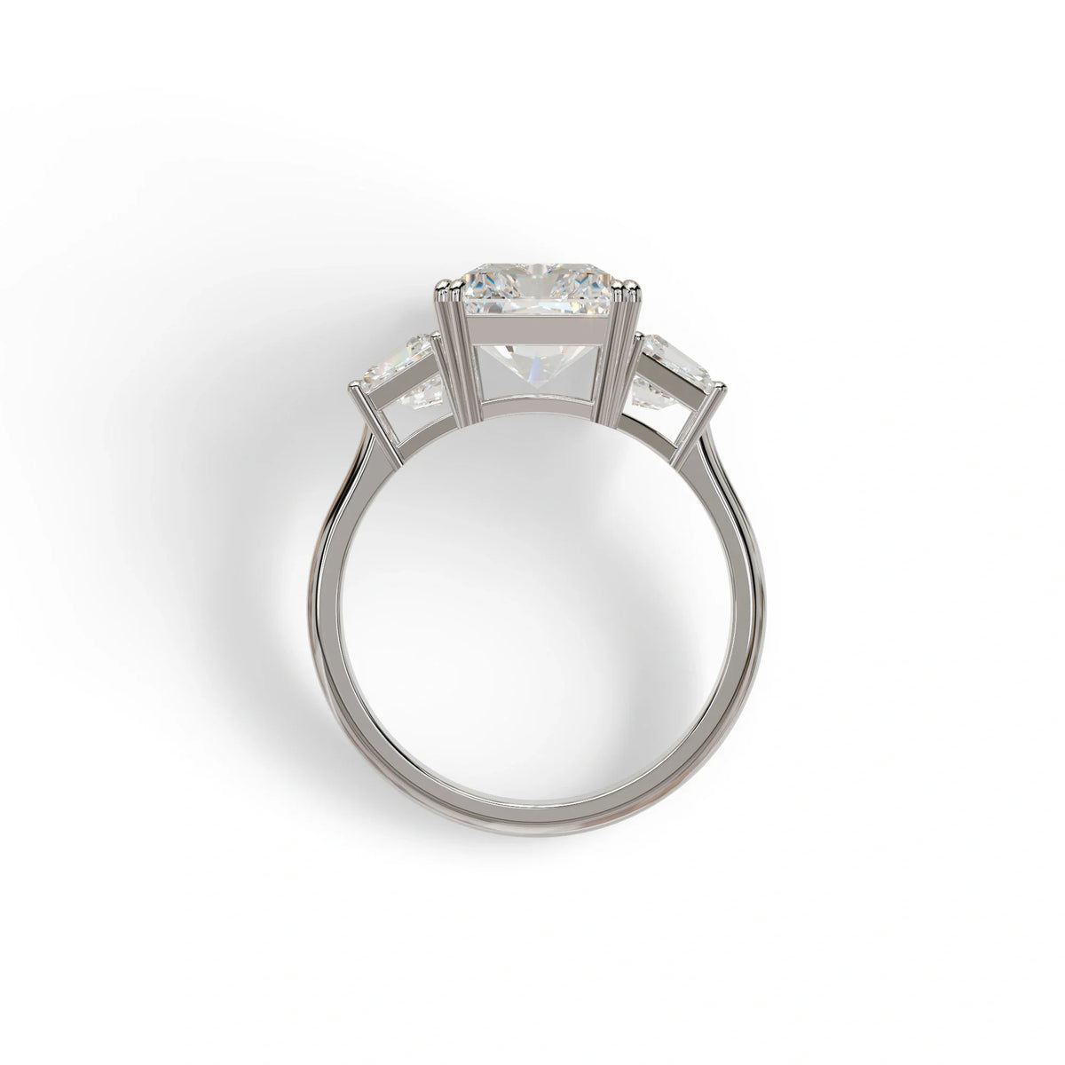 4 Ct Radiant Cut Lab Grown Diamond Three Stone Engagement Ring - Tacori