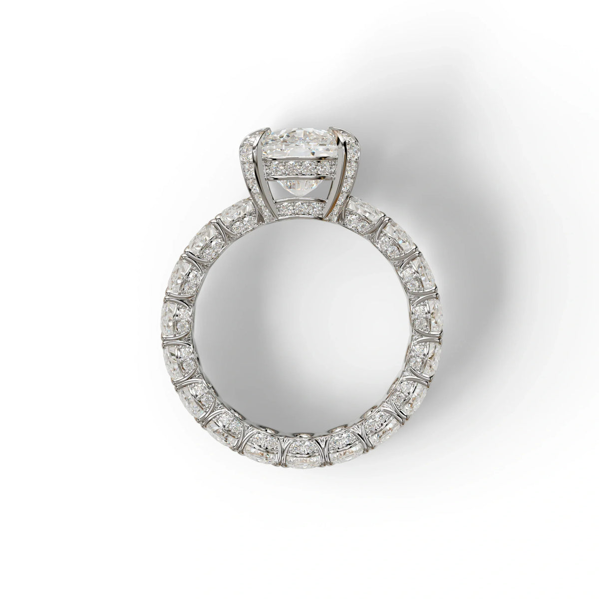 4 Carat E VVS Cushion Cut Full Eternity Lab Grown Diamond Ring - Enigma