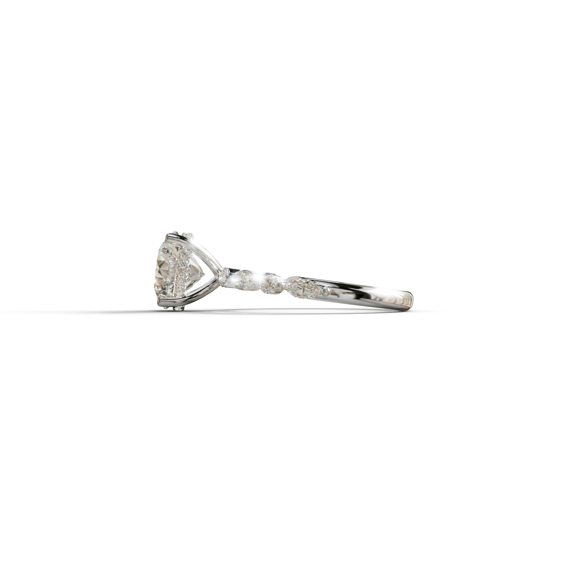 2 Carat E-VVS Round Cut Hidden Halo & Pave Set Lab Diamond Ring - Pure Origin