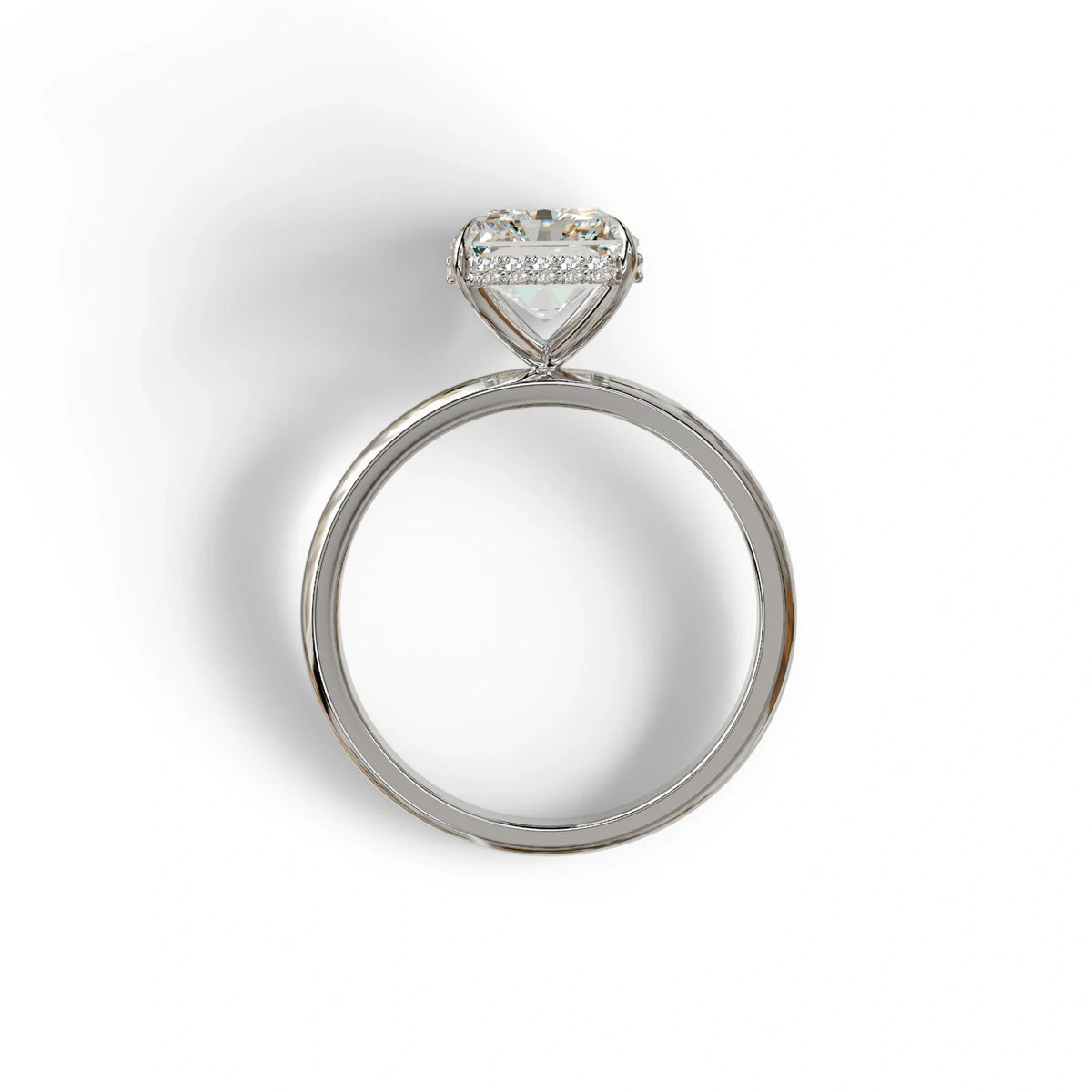 3 Carat E VVS Radiant Cut Hidden Halo Lab Grown Diamond Engagement Ring
