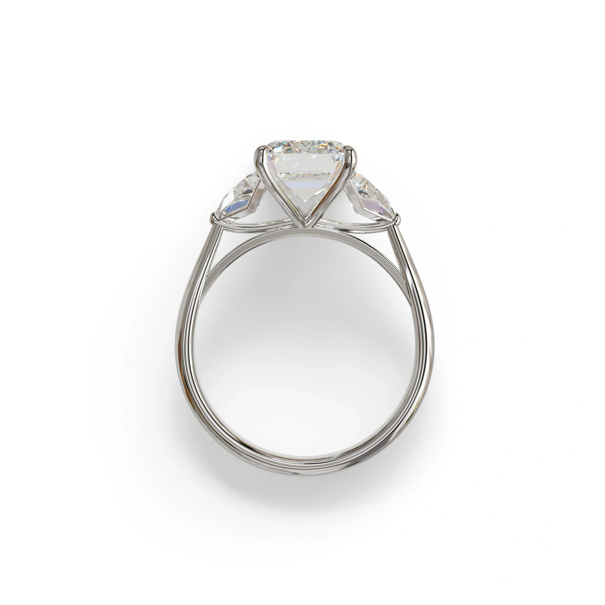 3Ct Emerald Cut Lab Grown Diamond Three stone Engagement Ring - Polaris
