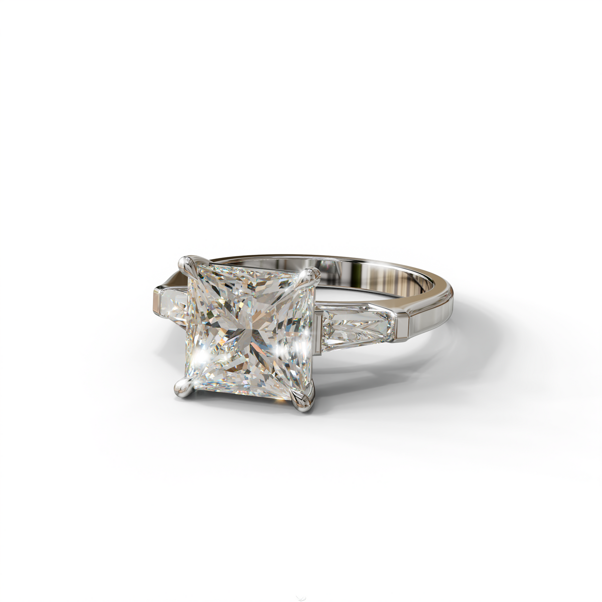 E/VVS 3 Carat Princess & Baguette Cut Lab Grown Diamond Ring - Alluring